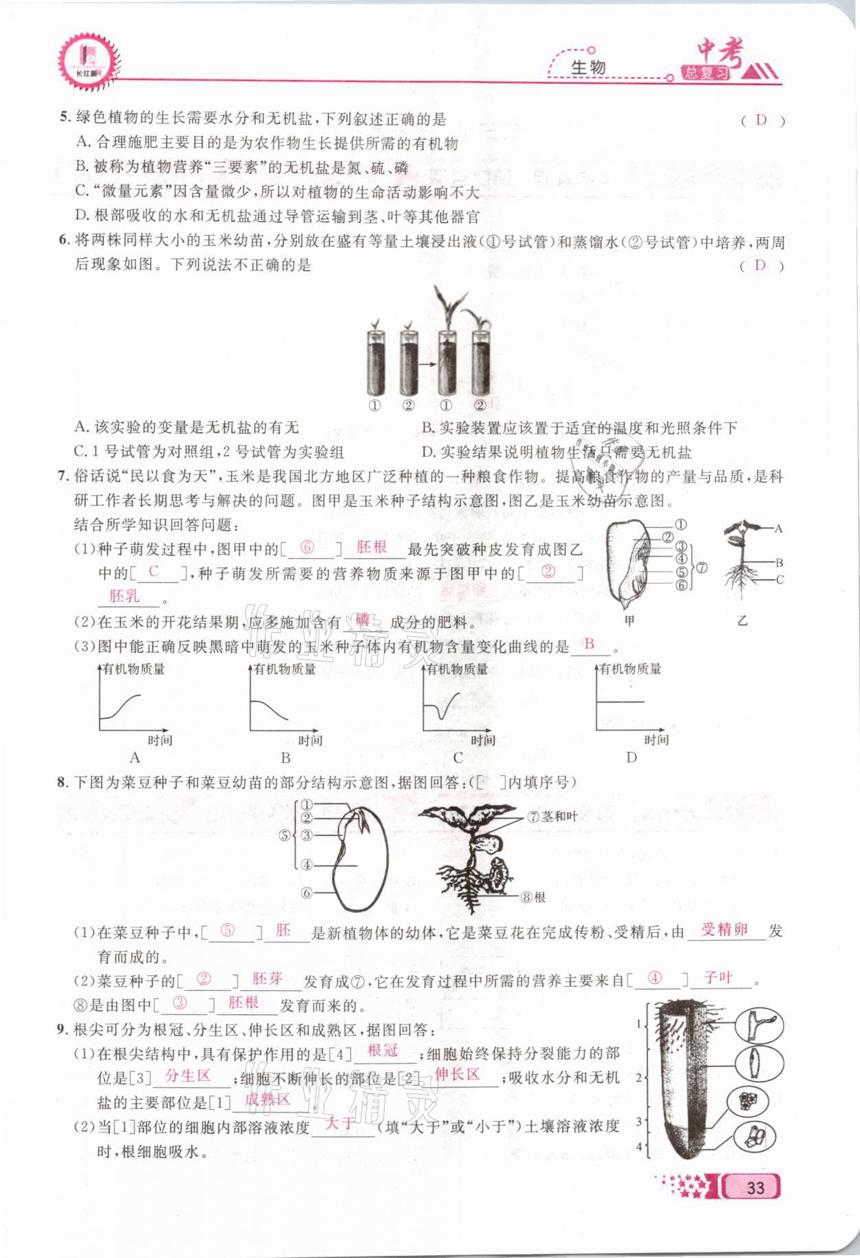 2021年中考命題調(diào)研生物 參考答案第33頁