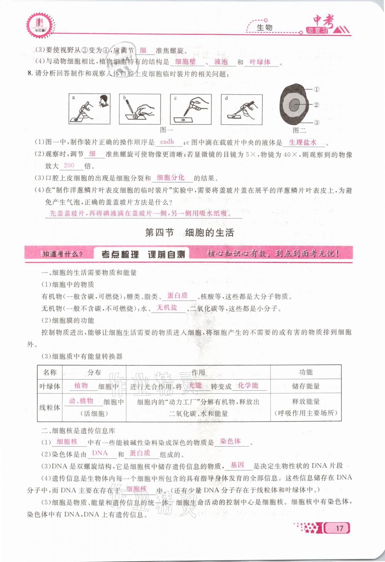 2021年中考命題調(diào)研生物 參考答案第17頁