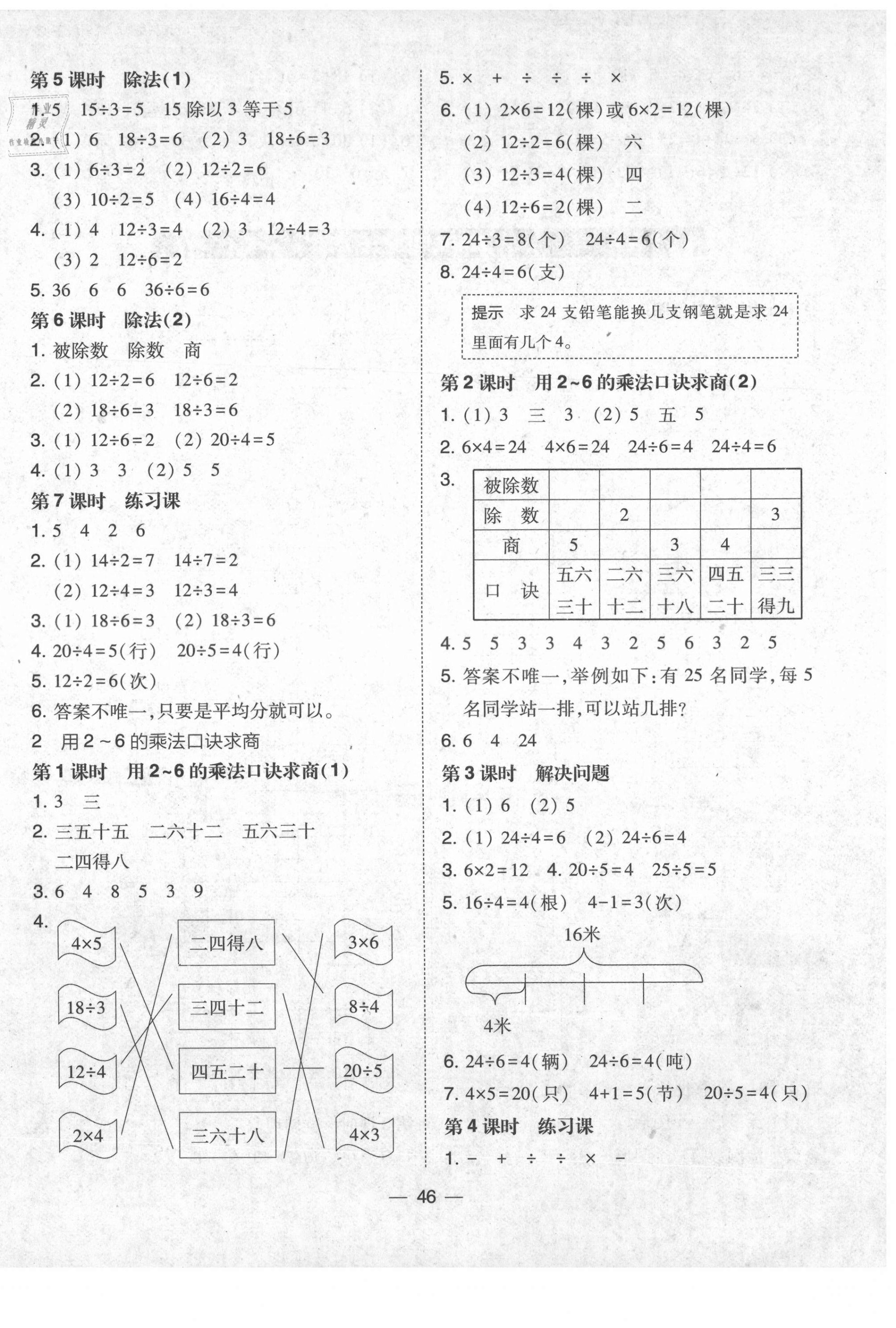 2021年北大綠卡二年級(jí)數(shù)學(xué)下冊(cè)人教版 參考答案第2頁