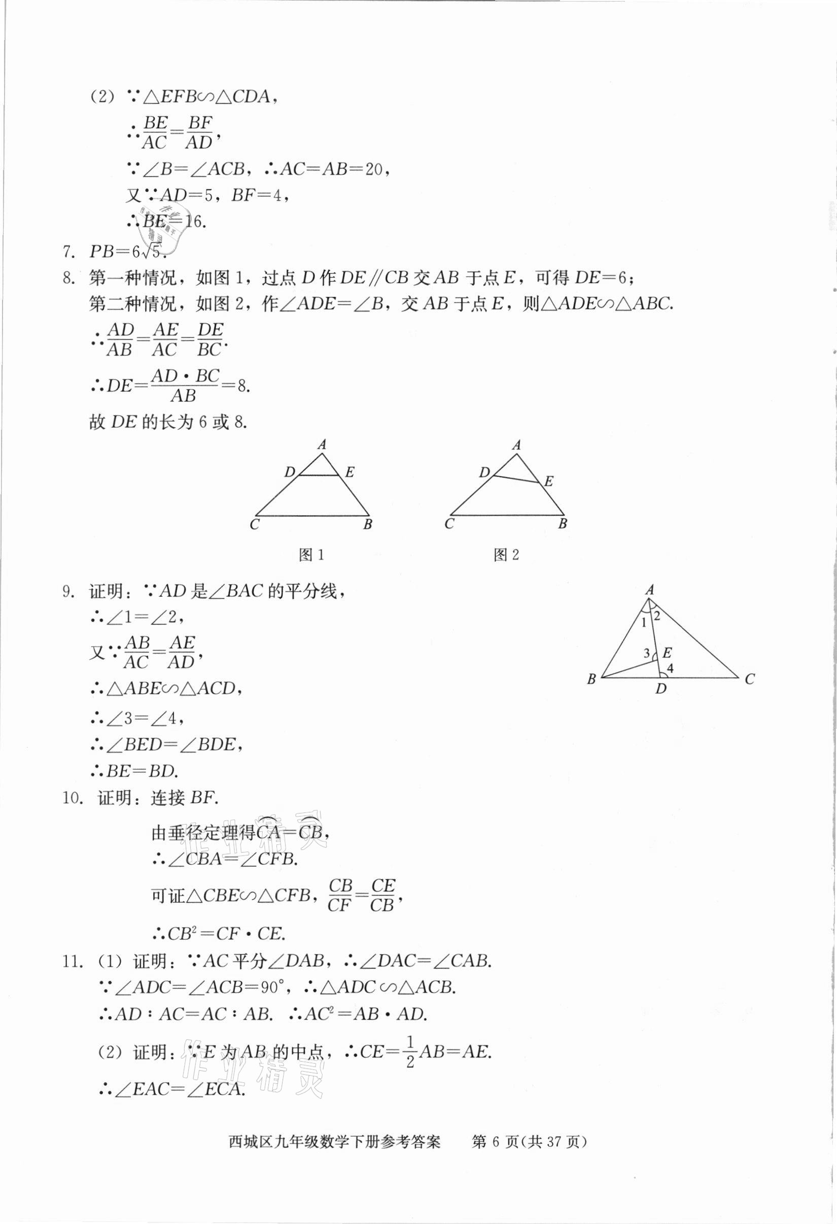 2021年學(xué)習(xí)探究診斷九年級(jí)數(shù)學(xué)下冊人教版 參考答案第6頁