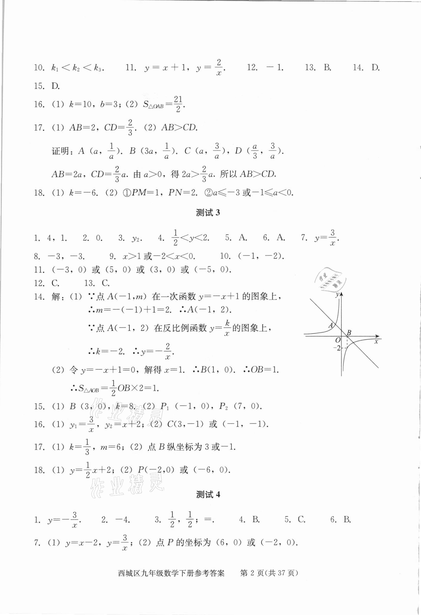 2021年學(xué)習(xí)探究診斷九年級數(shù)學(xué)下冊人教版 參考答案第2頁