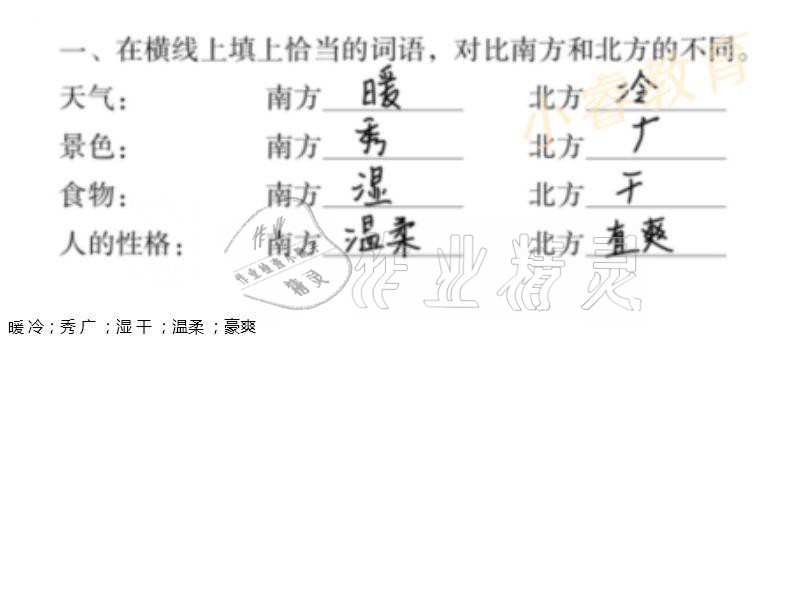 2021年南方新課堂快樂寒假四年級 參考答案第1頁