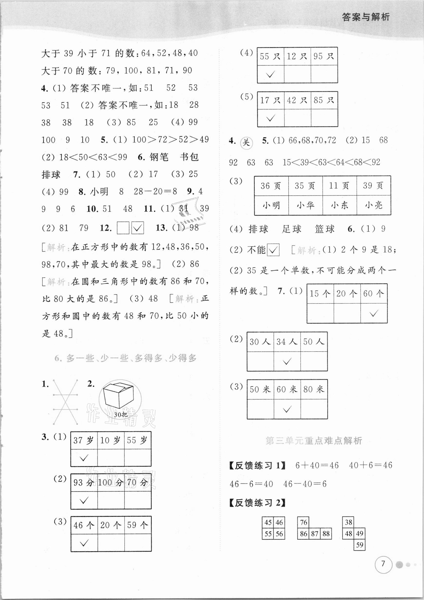 2021年亮點(diǎn)給力提優(yōu)班多維互動(dòng)空間一年級(jí)數(shù)學(xué)下冊(cè)蘇教版 參考答案第7頁(yè)