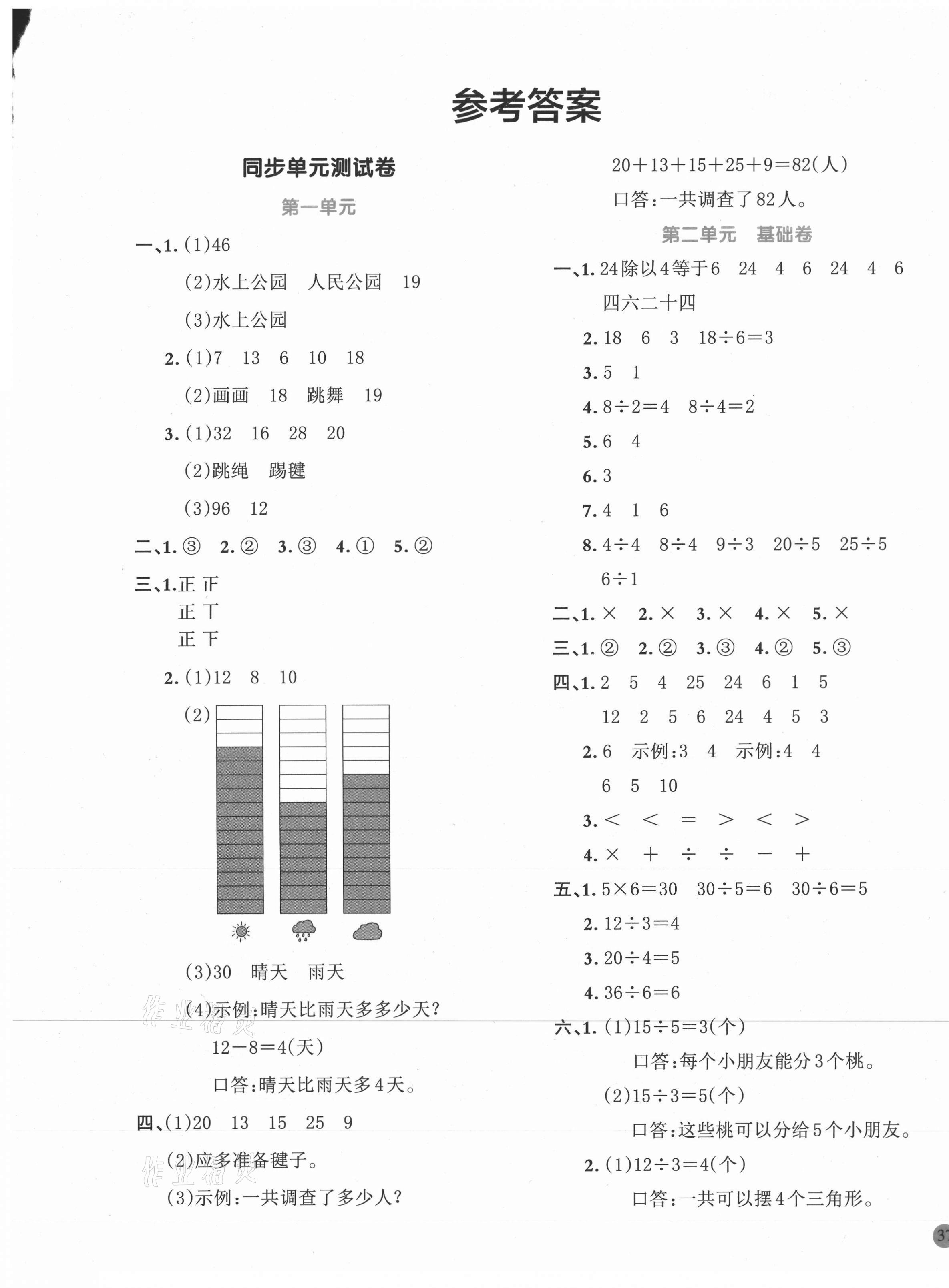 2021年全優單元大卷二年級數學下冊人教版 第1頁