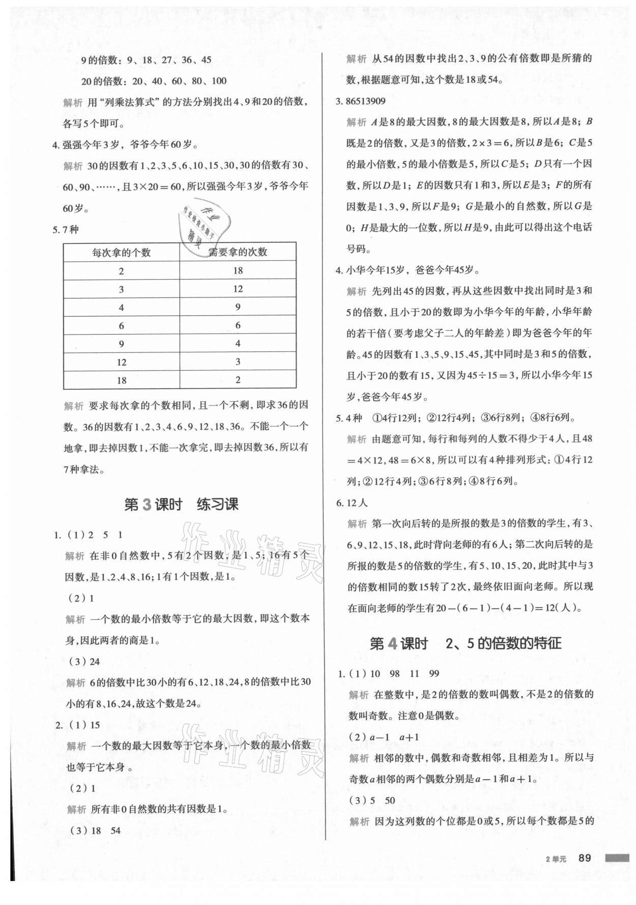 2021年我爱写作业小学数学五年级下册人教版江西专版 参考答案第4页