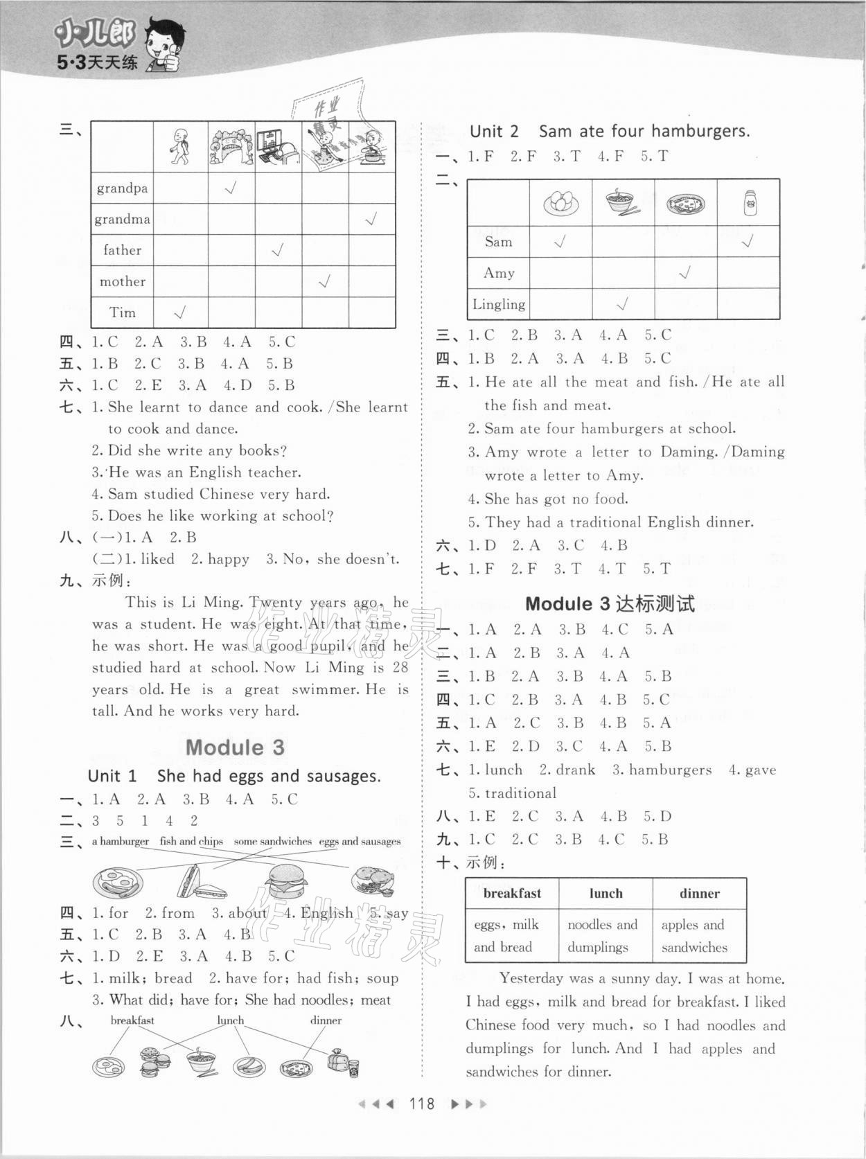 2021年53天天練五年級(jí)英語(yǔ)下冊(cè)外研版 參考答案第2頁(yè)