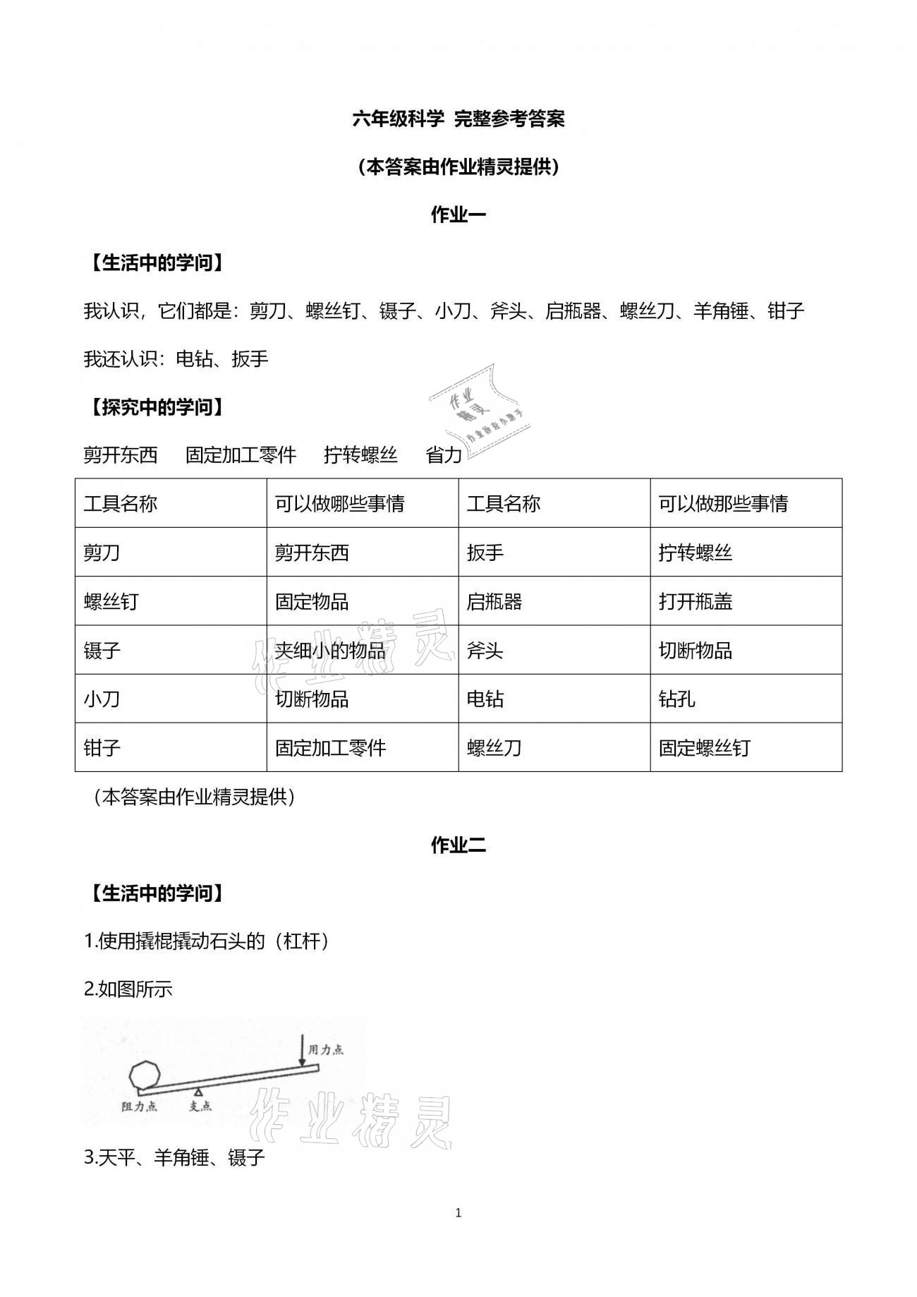 2021年假期作業(yè)六年級科學(xué)教科版西安出版社 第1頁