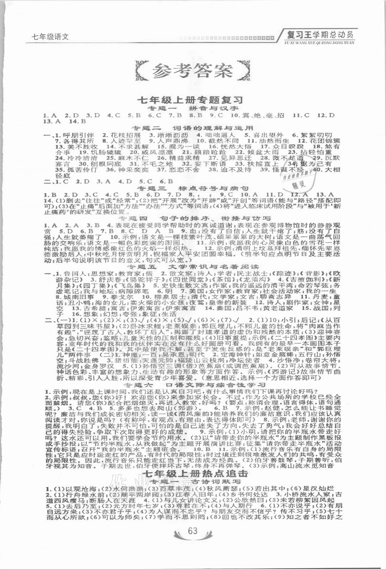 2021年浩鼎文化學(xué)期復(fù)習(xí)王七年級(jí)語(yǔ)文人教版 參考答案第1頁(yè)