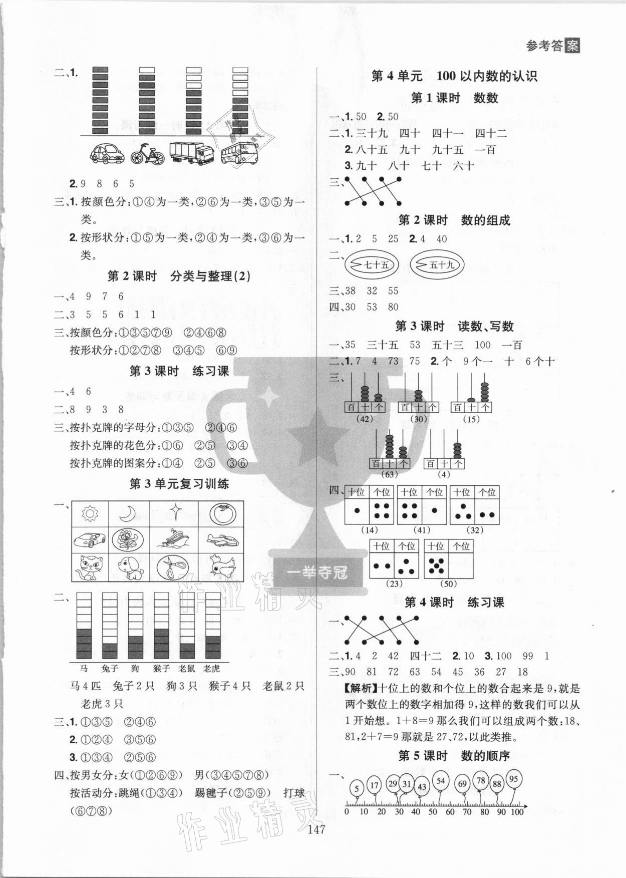 2021年龍門之星一年級數學下冊人教版 參考答案第3頁