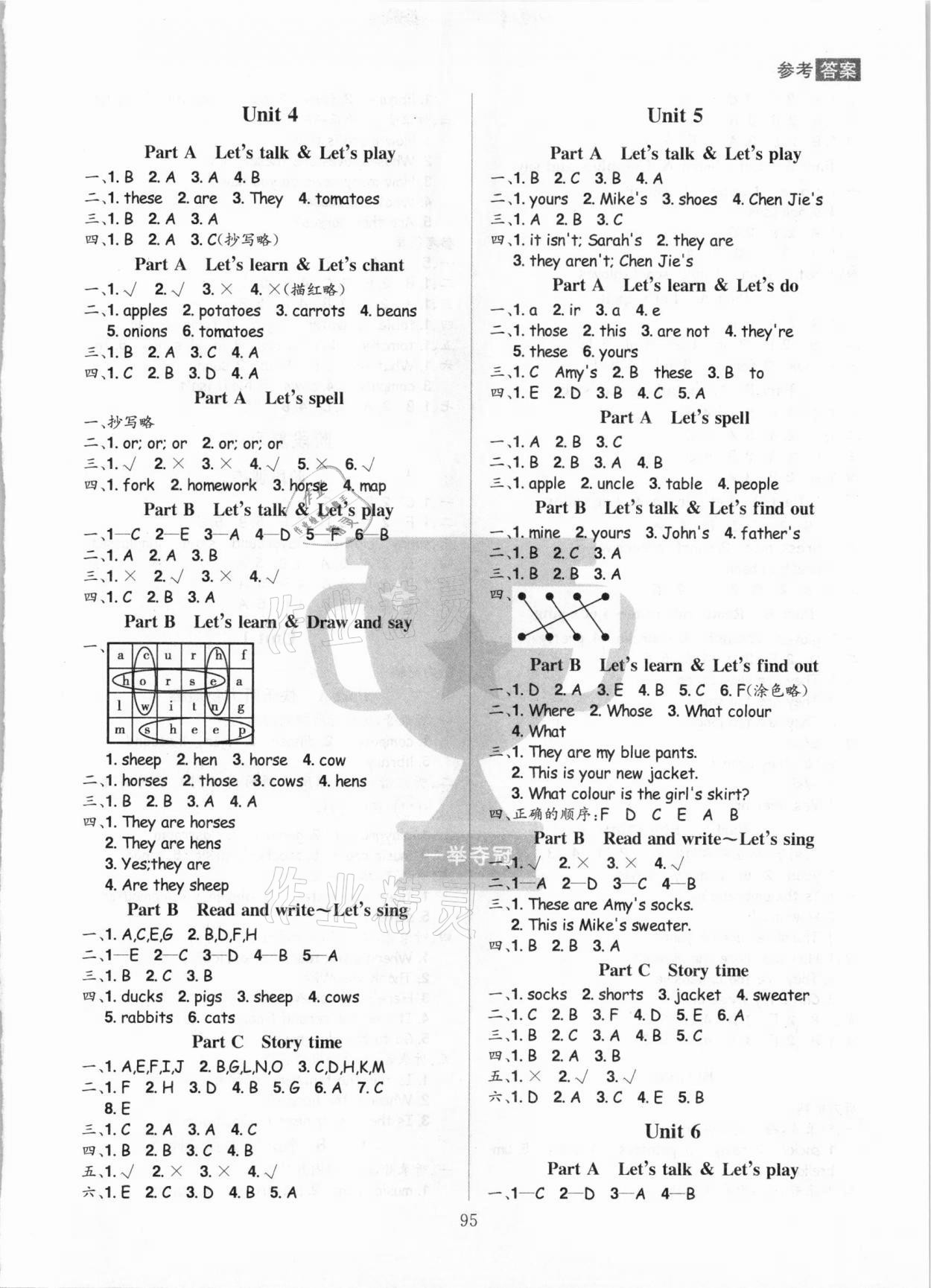 2021年龍門(mén)之星四年級(jí)英語(yǔ)下冊(cè)人教版 參考答案第3頁(yè)