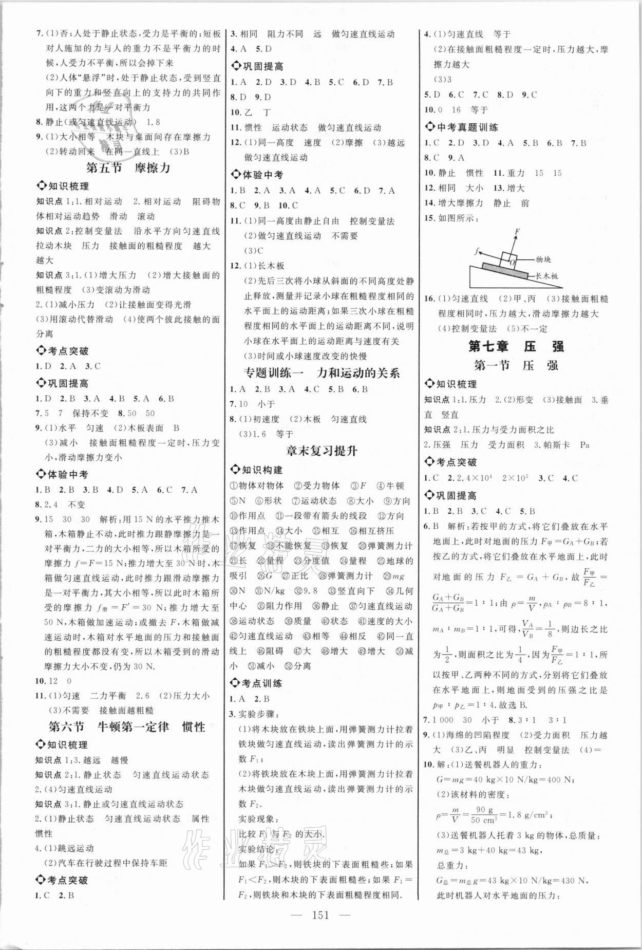 2021年細(xì)解巧練八年級(jí)物理下冊(cè)魯科版五四制 參考答案第2頁(yè)