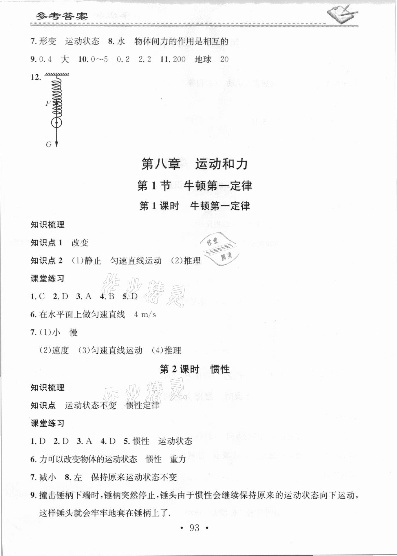 2021年名校課堂小練習(xí)八年級(jí)物理下冊(cè)人教版 第3頁(yè)