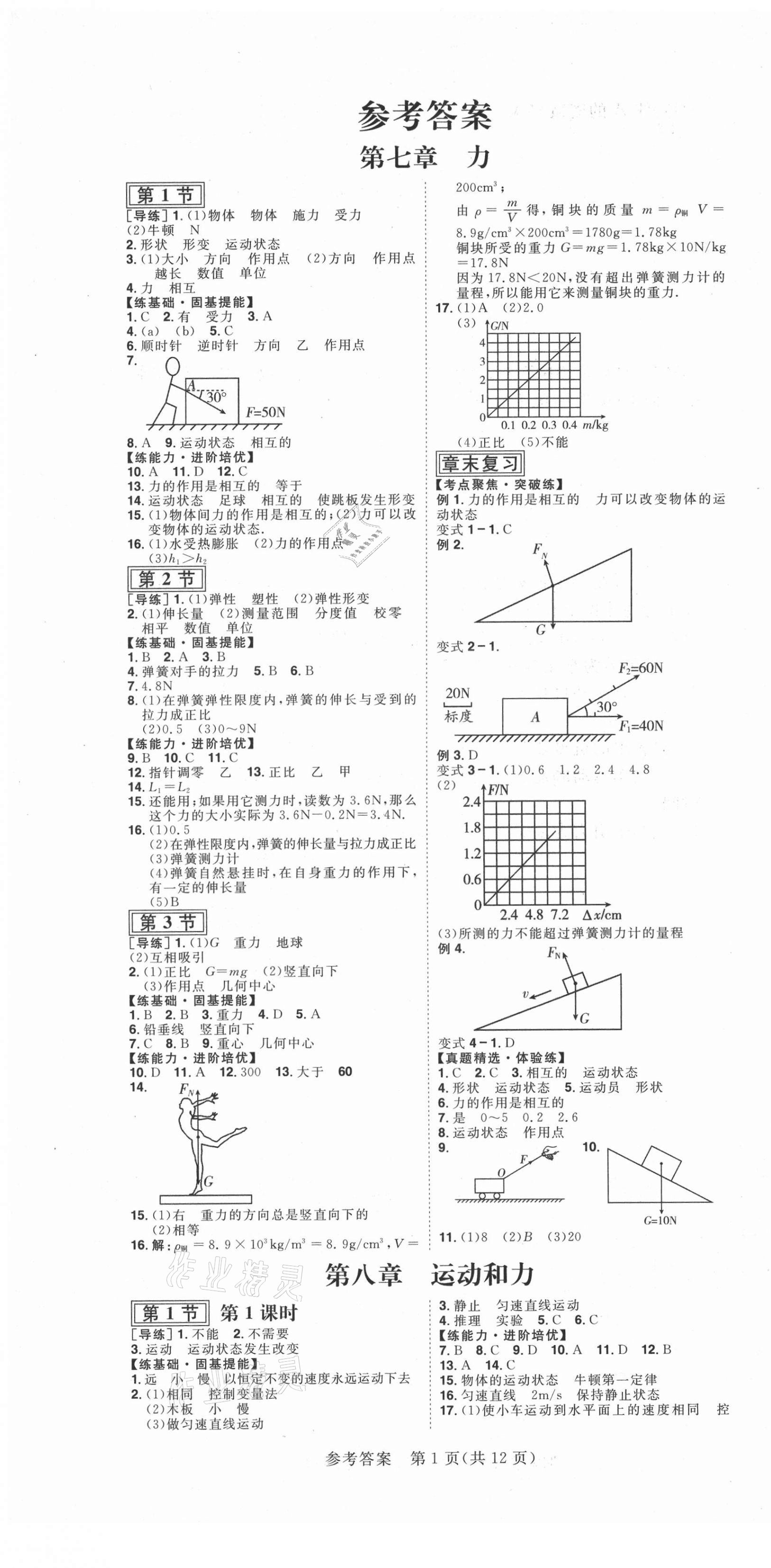 2021年練出好成績八年級物理下冊人教版安徽專版 第1頁