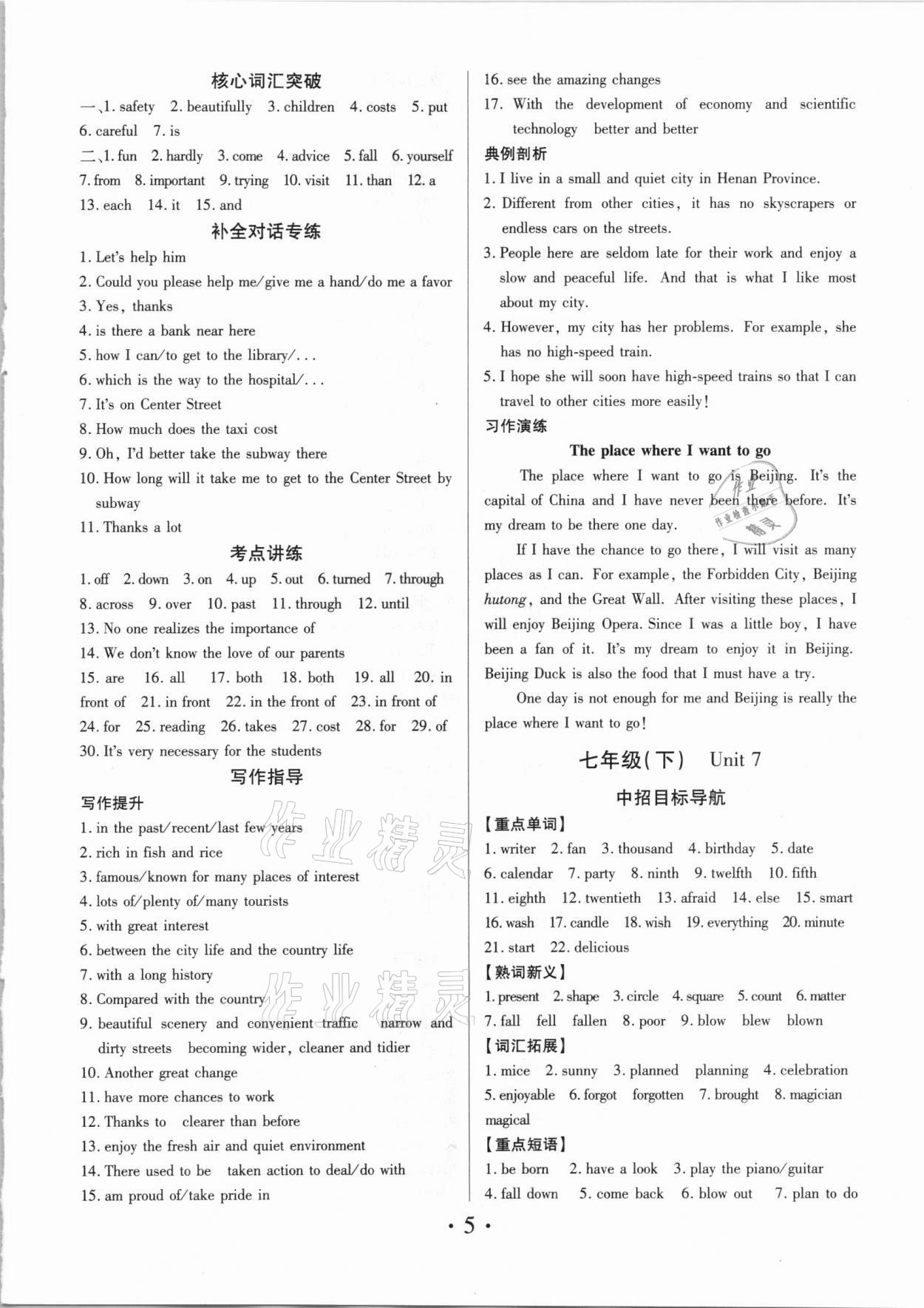 2021年理想中考英語河南專版 參考答案第5頁