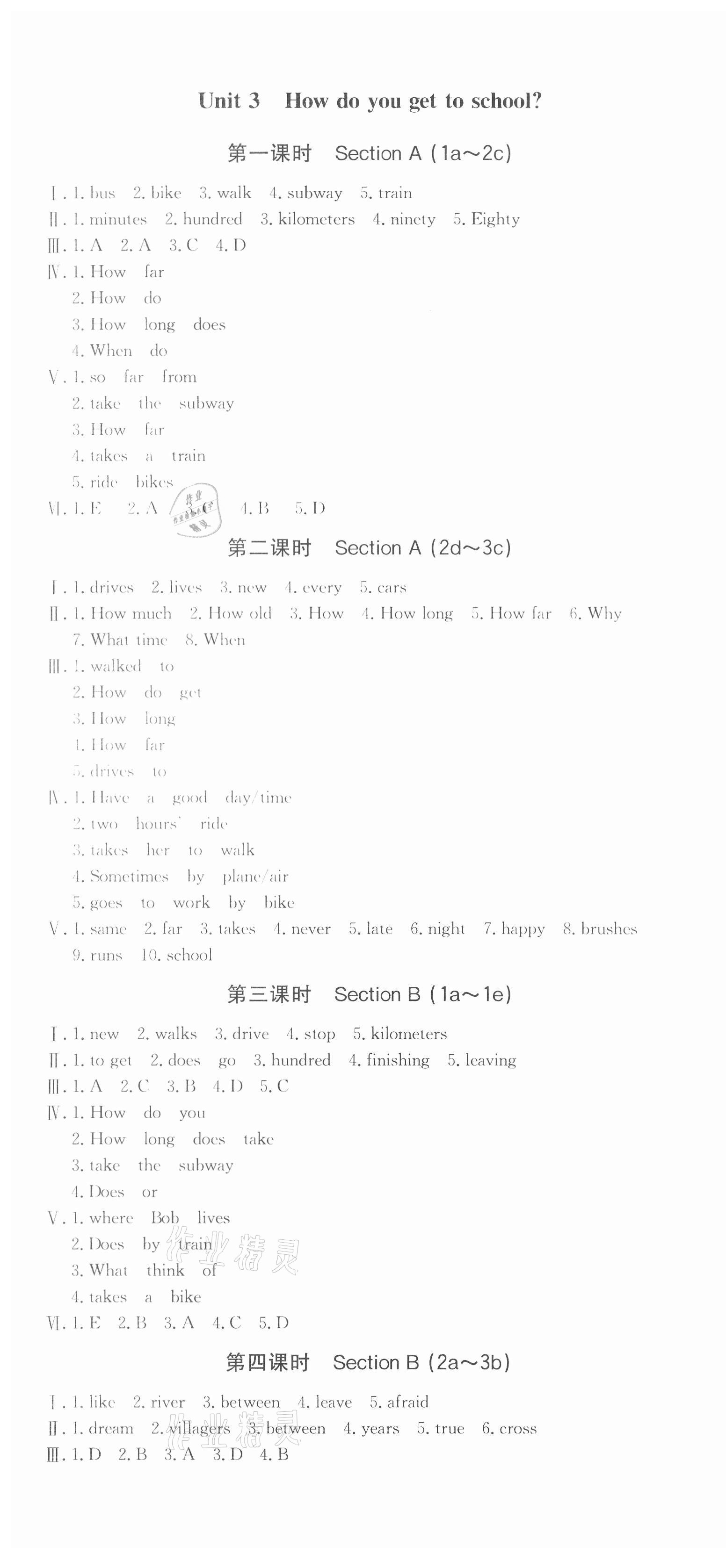 2021年思路教練同步課時(shí)作業(yè)七年級(jí)英語下冊(cè)人教版 第4頁