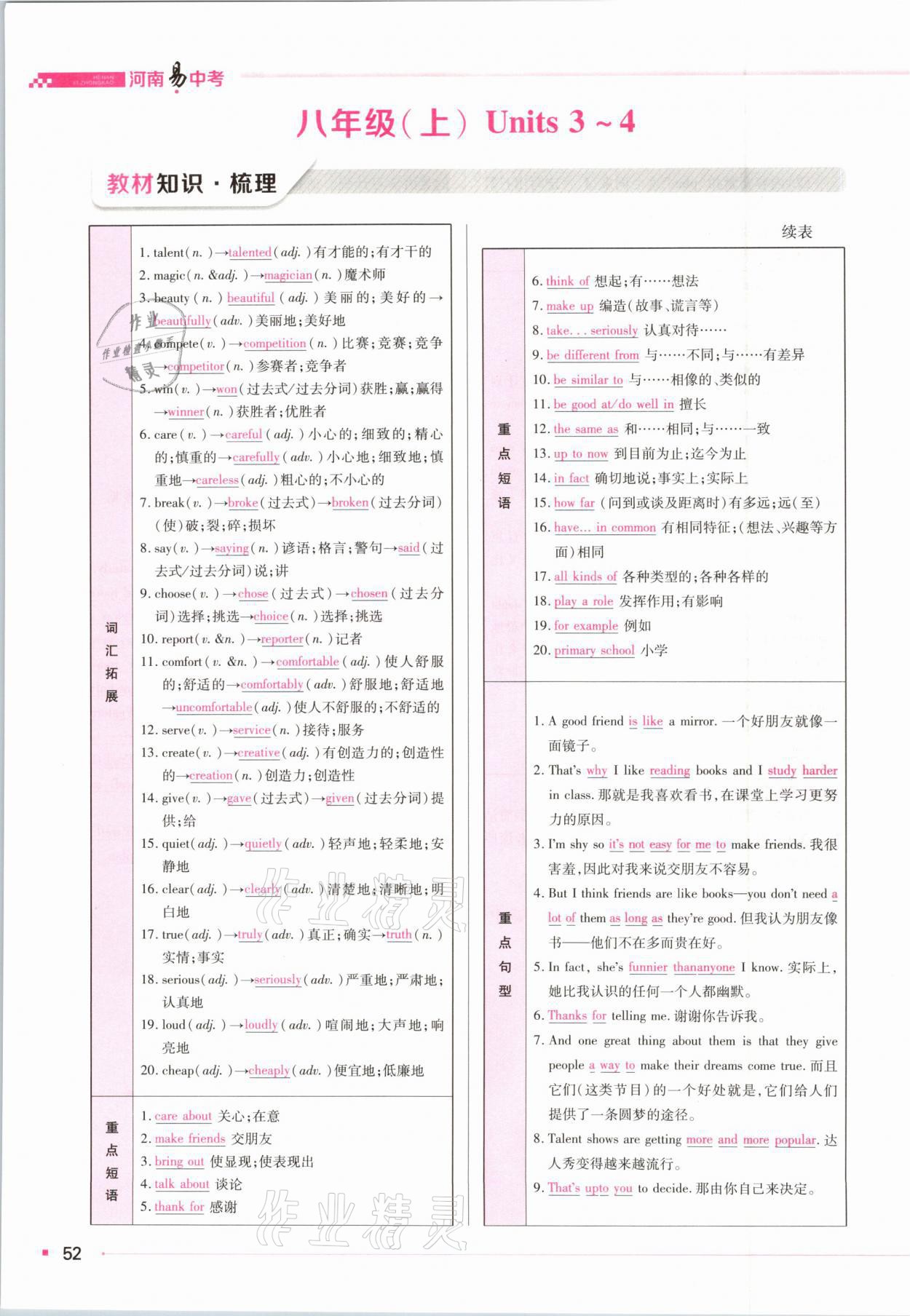 2021年河南易中考英語 參考答案第42頁