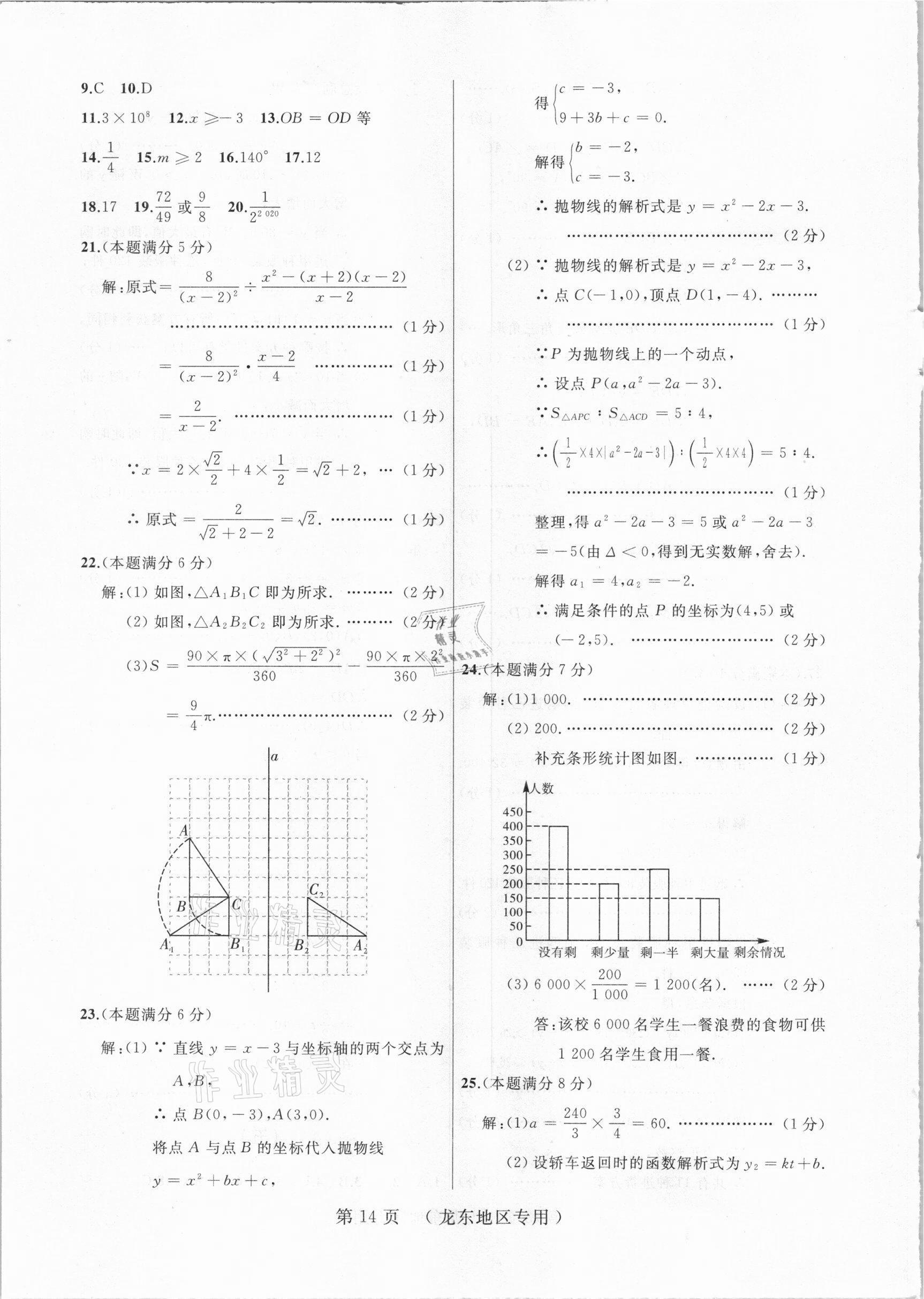 2021年誠成題庫中考模擬領航卷數學龍東專用&nbsp;參考答案第14頁
