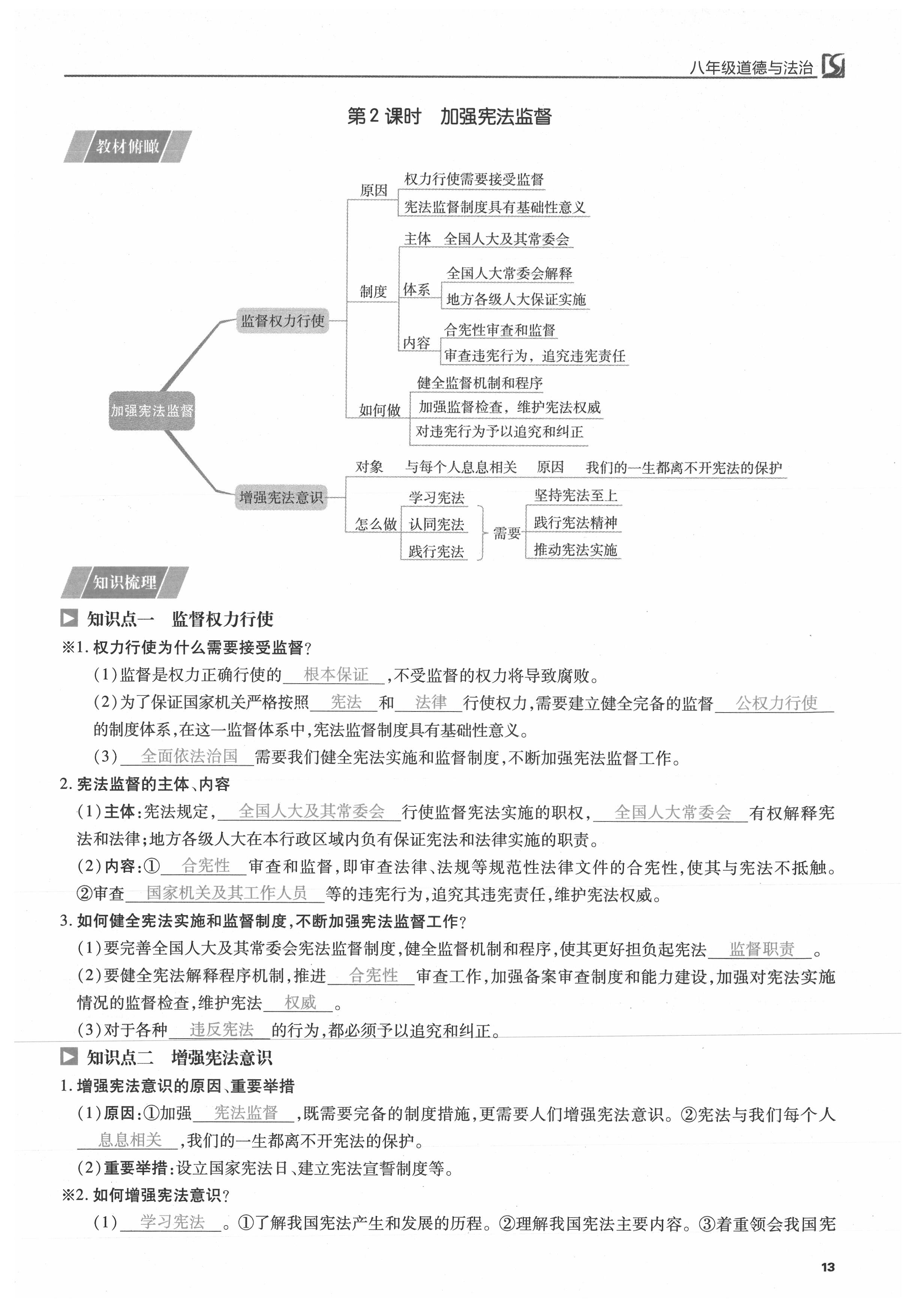 2021年我的作業(yè)八年級(jí)道德與法治下冊(cè)人教版 參考答案第13頁(yè)