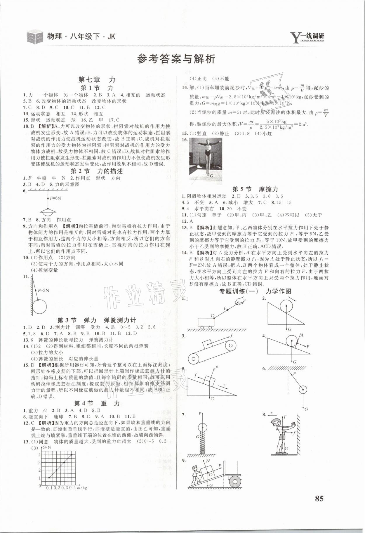 2021年一線調(diào)研學(xué)業(yè)測(cè)評(píng)八年級(jí)物理下冊(cè)教科版 參考答案第1頁(yè)