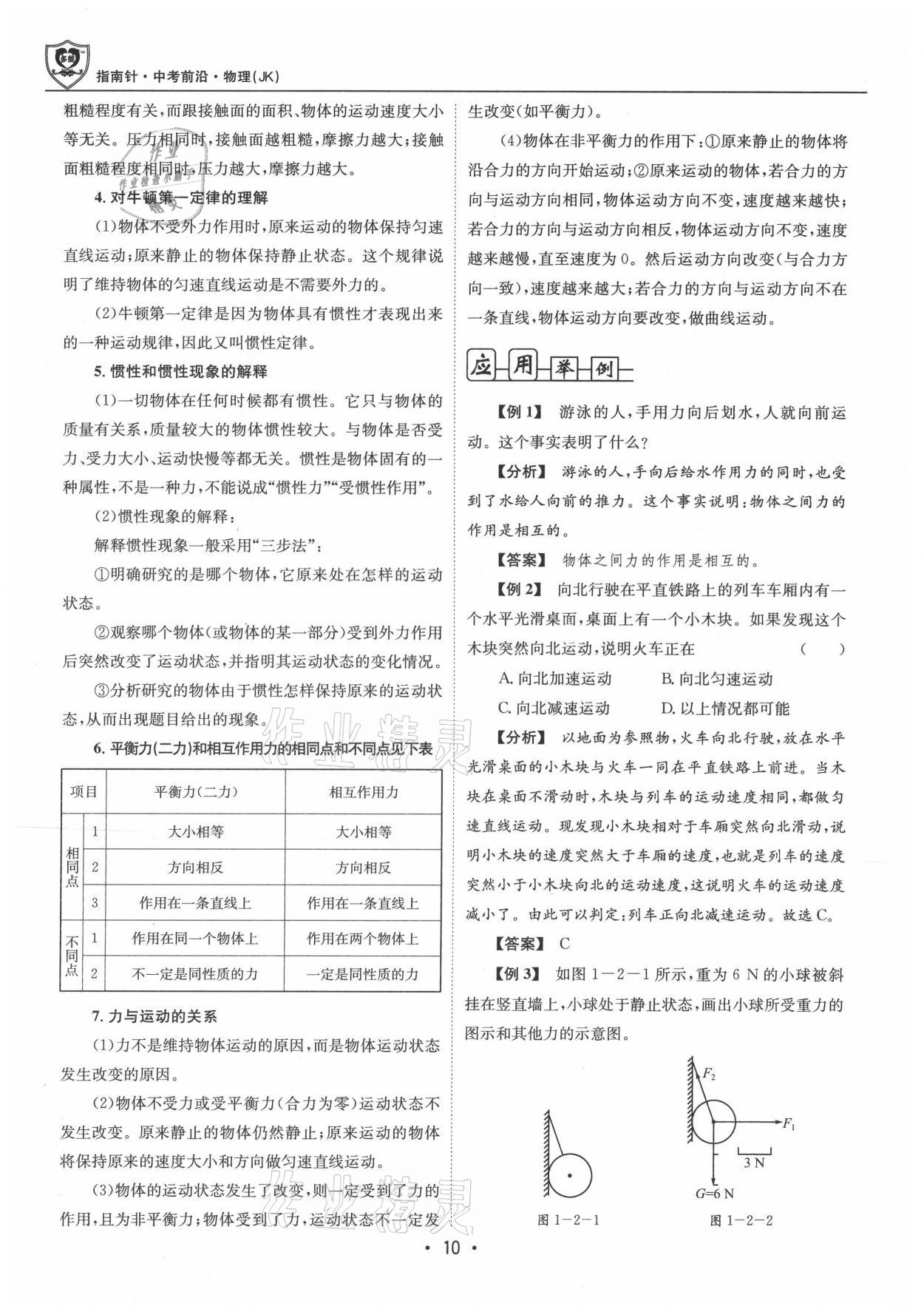 2021年指南針中考前沿物理 參考答案第10頁