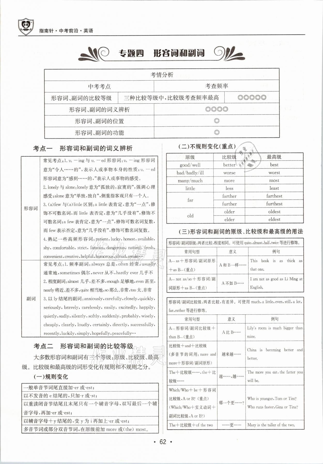 2021年指南針中考前沿英語 參考答案第62頁