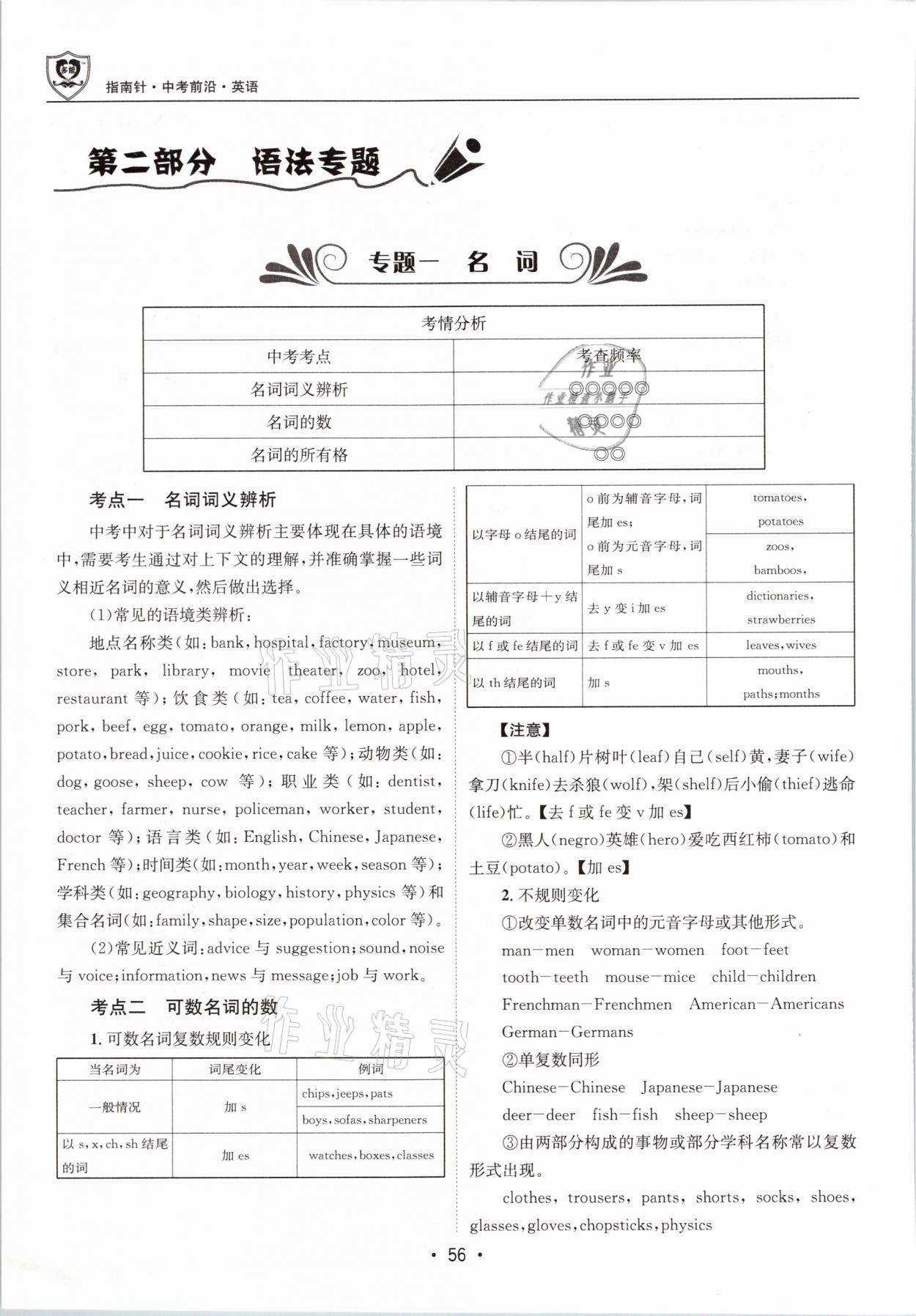 2021年指南針中考前沿英語 參考答案第56頁