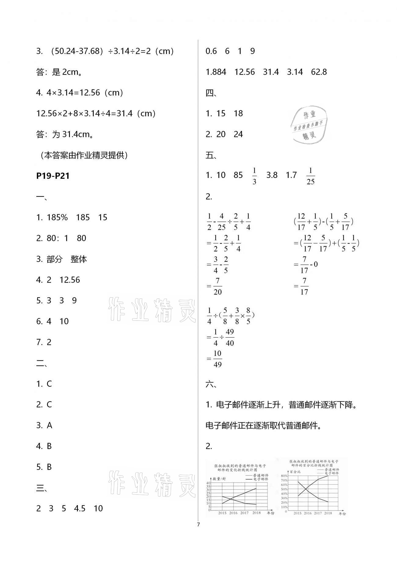 2021年寒假作业快乐的假日六年级数学 第7页