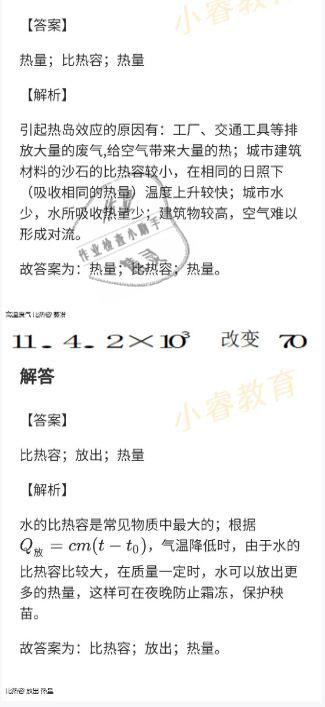 2021年湘岳假期寒假作業(yè)九年級物理 參考答案第6頁