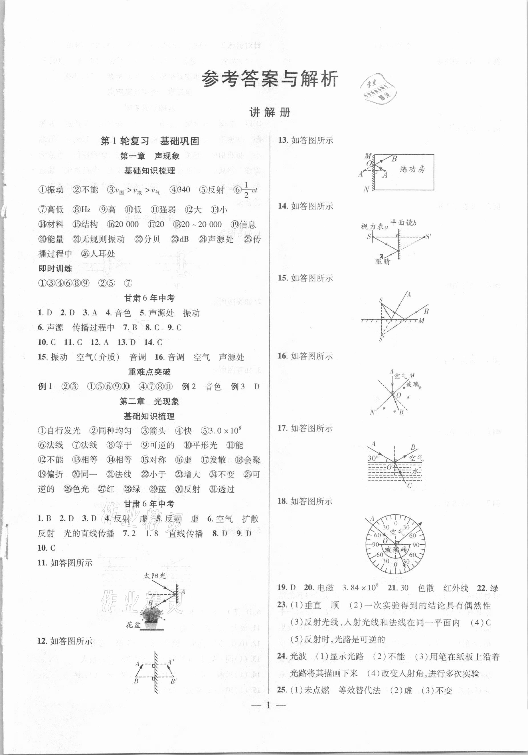 2021年智囊團中考新方案物理甘肅專版 第1頁