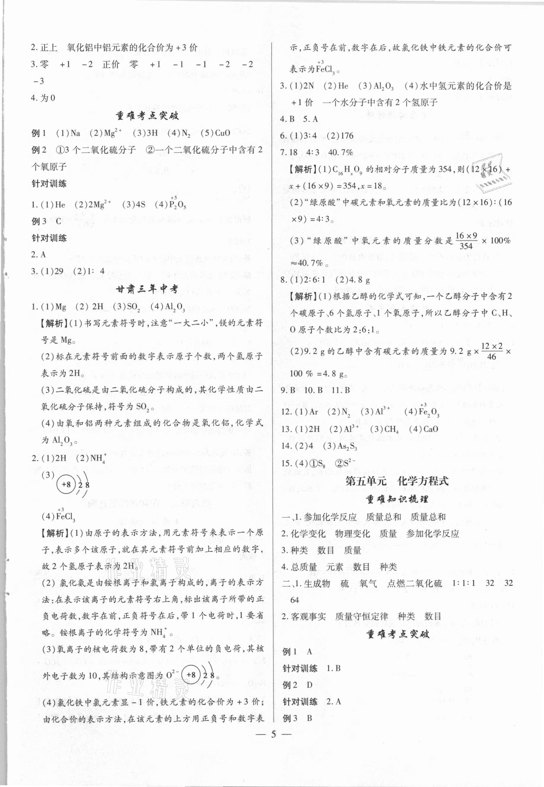 2021年智囊團(tuán)中考新方案化學(xué)甘肅專版 第5頁(yè)
