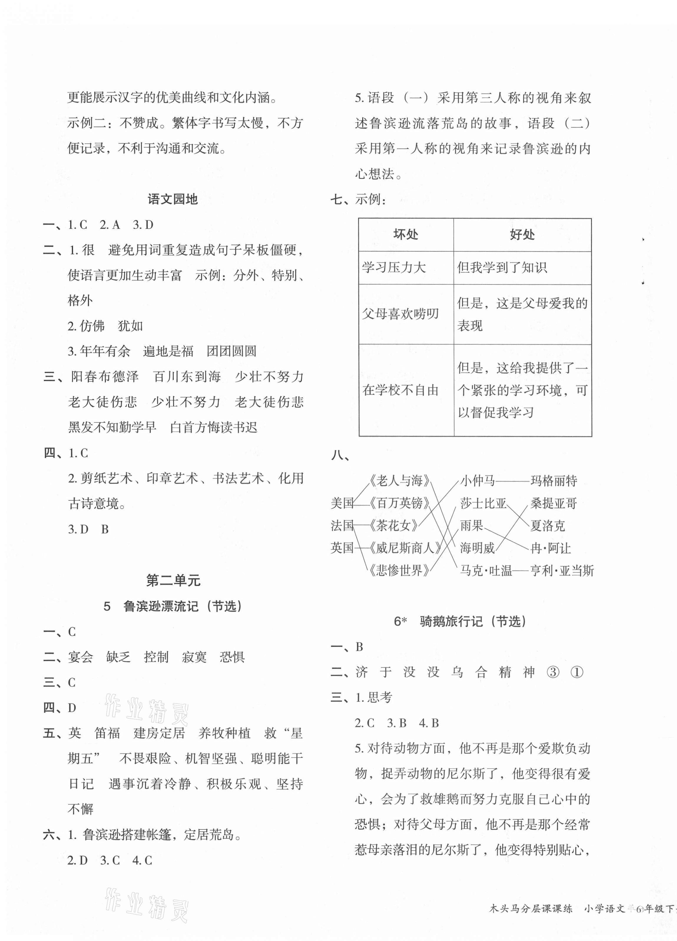 2021年木头马分层课课练六年级语文下册部编版福建专版 第3页