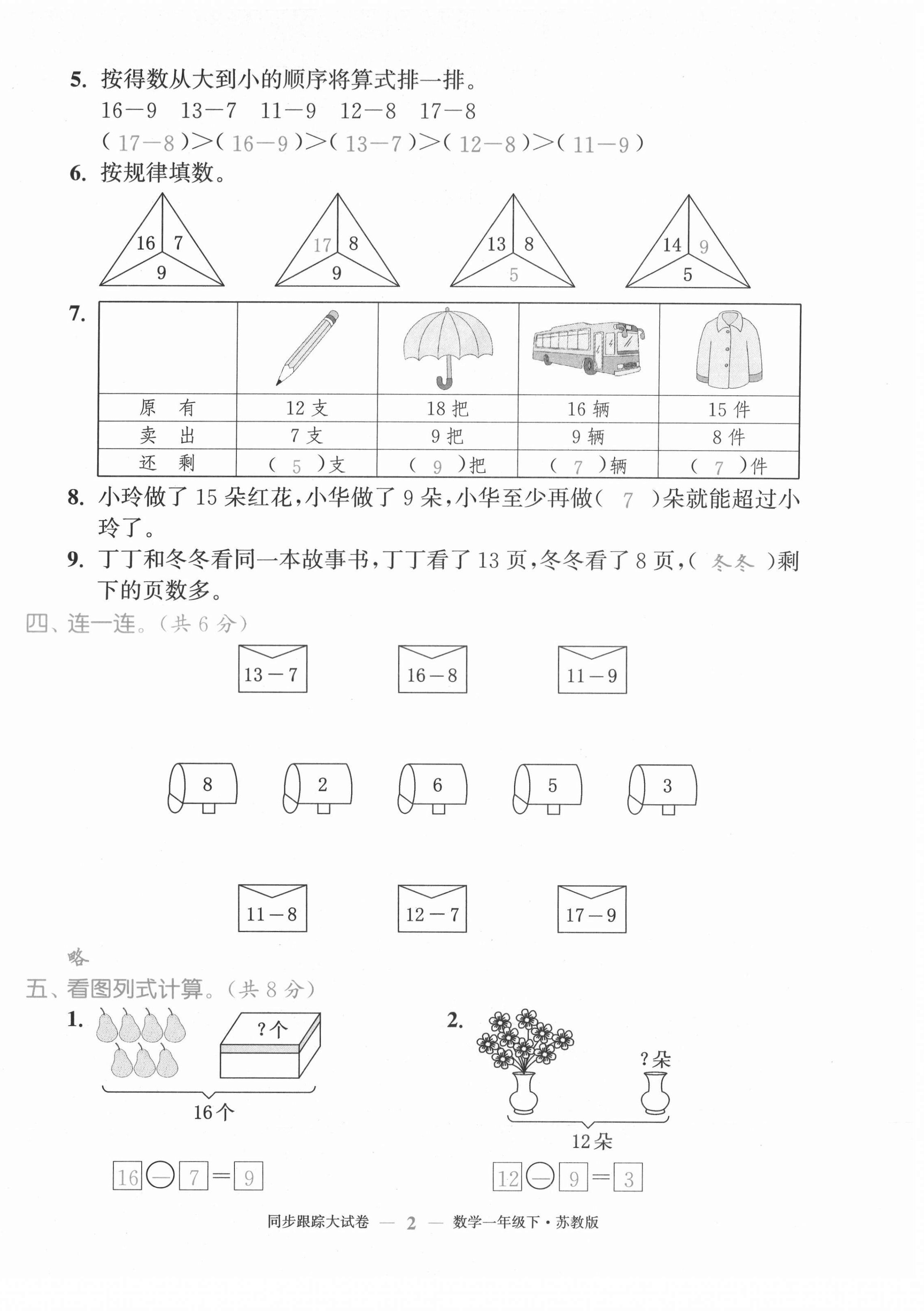 2021年复习金卷同步跟踪大试卷一年级数学下册苏教版提优版 第2页