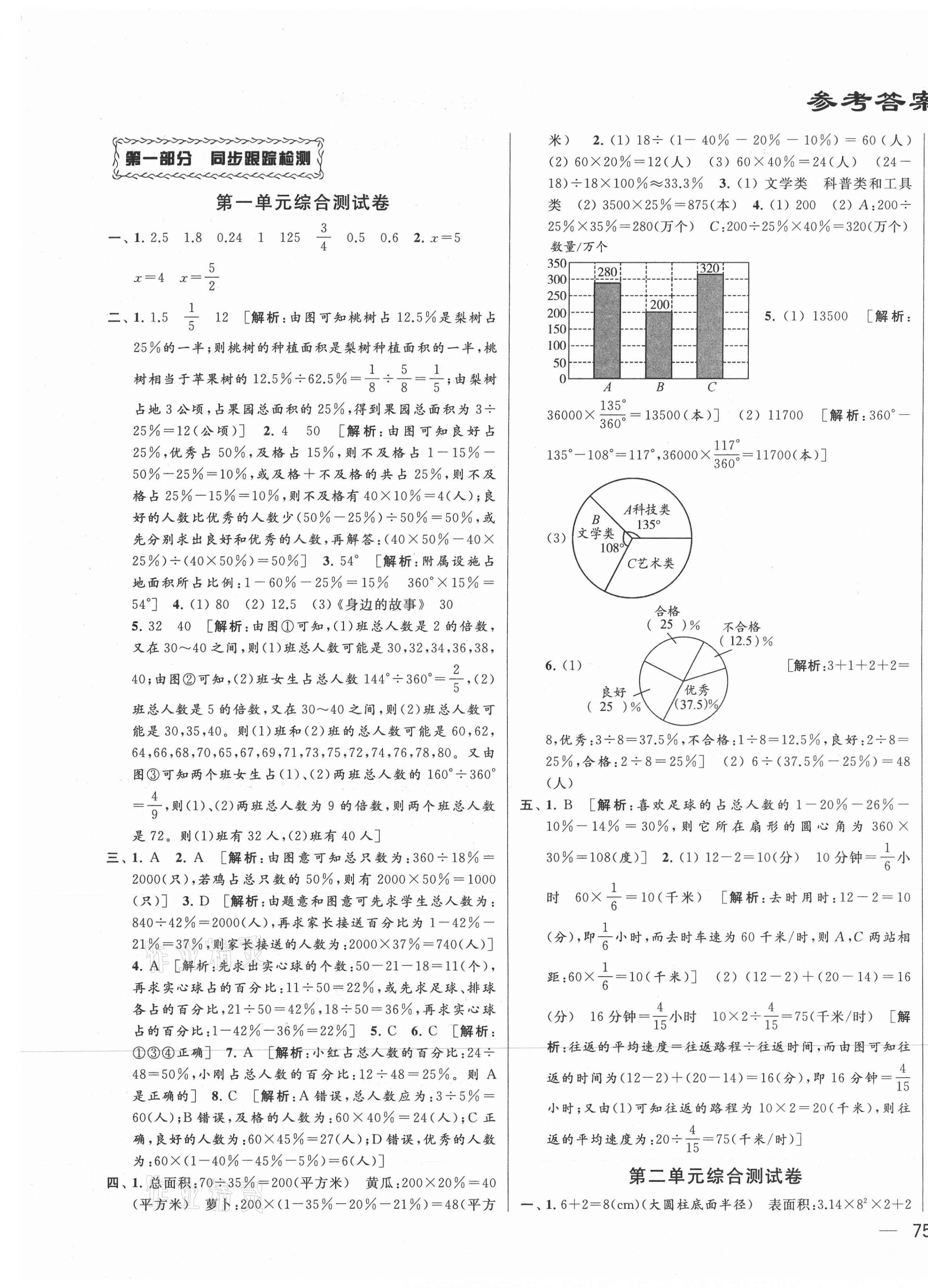 2021年同步跟踪全程检测六年级数学下册苏教版 第1页