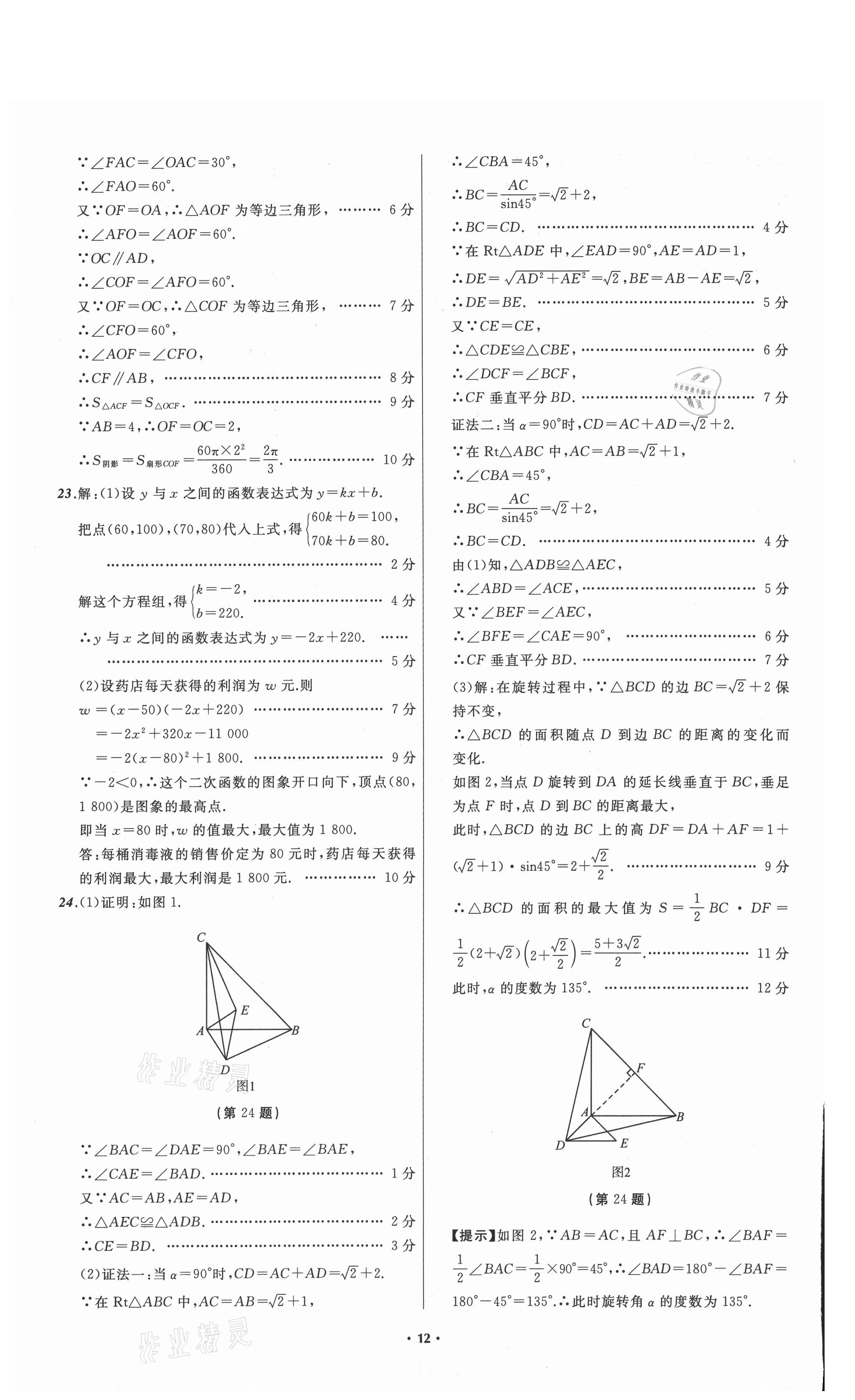 2021年中考必备数学山东专版辽宁师范大学出版社 参考答案第12页