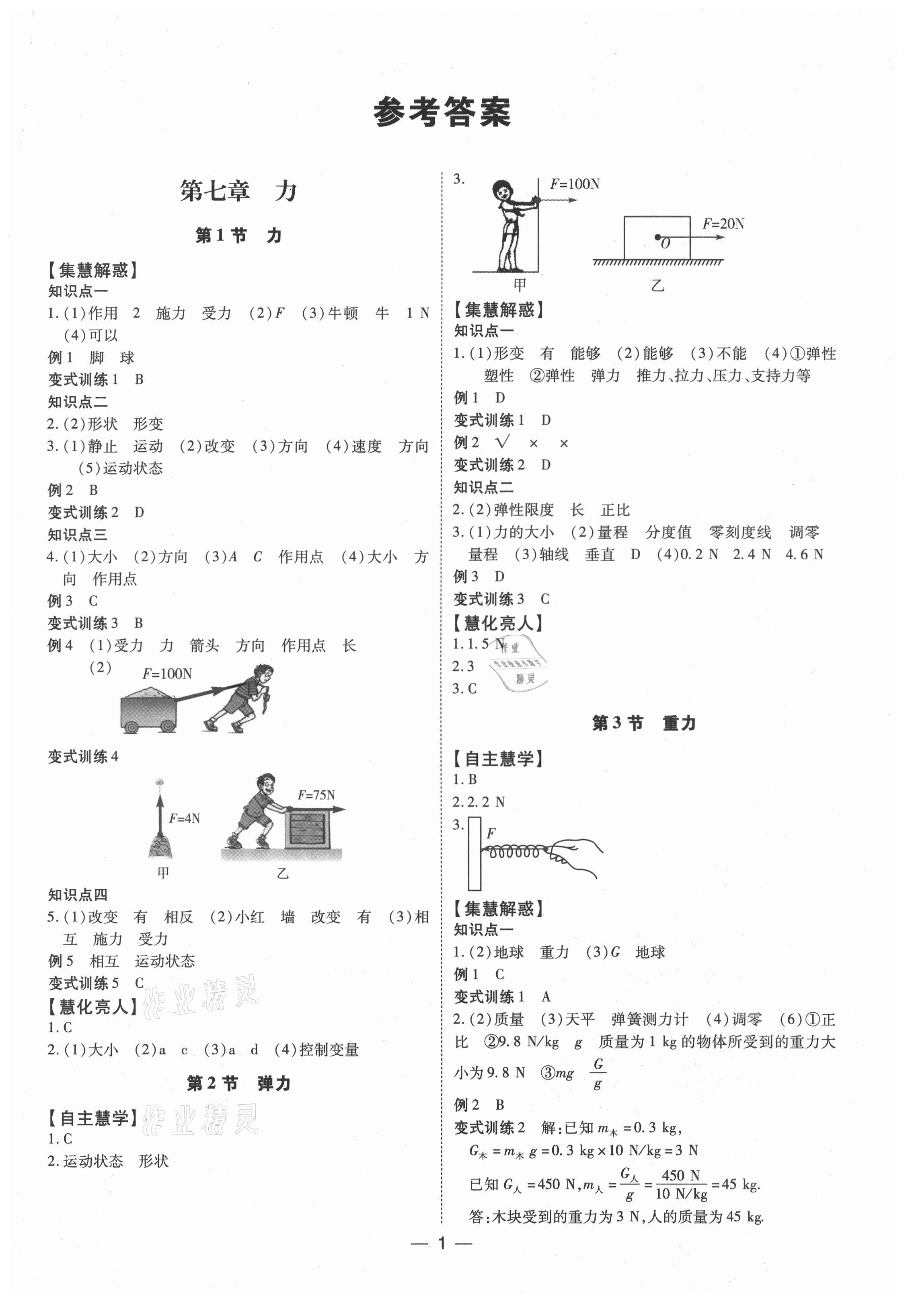 2021年同步經(jīng)典學(xué)案八年級物理下冊 第1頁