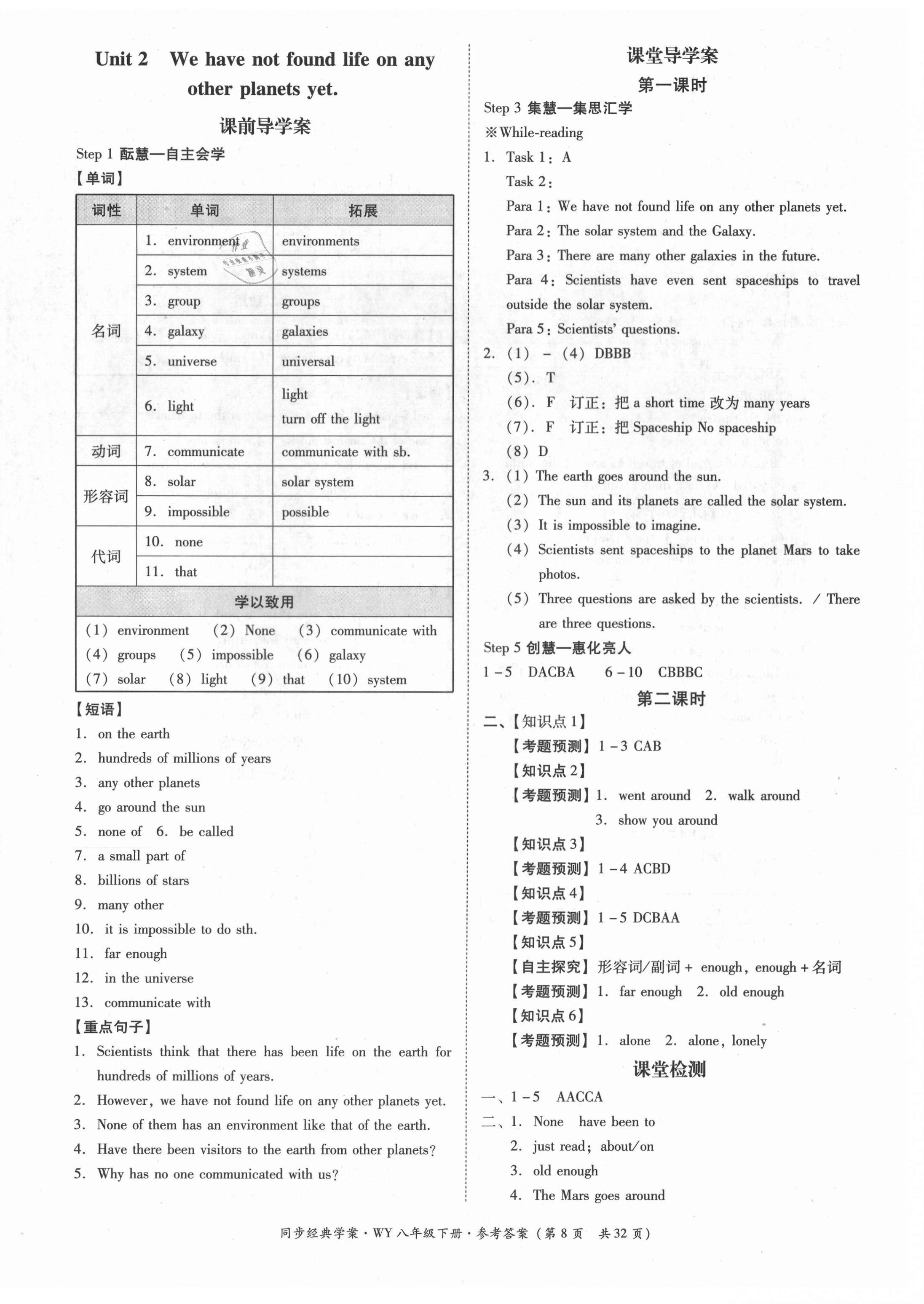 2021年同步經(jīng)典學(xué)案八年級(jí)英語(yǔ)下冊(cè)外研版 第8頁(yè)