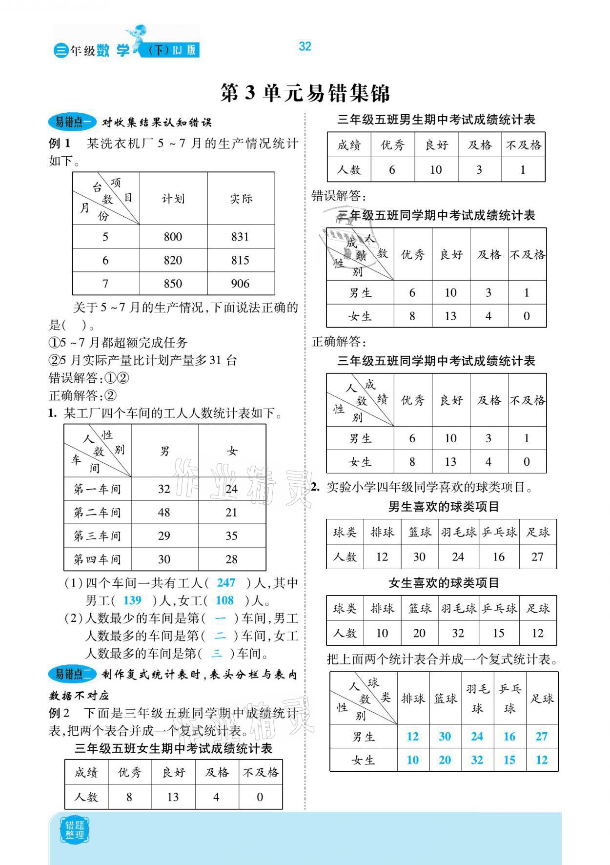 2021年小學(xué)課時(shí)優(yōu)練三年級(jí)數(shù)學(xué)下冊(cè)人教版新版 參考答案第32頁(yè)