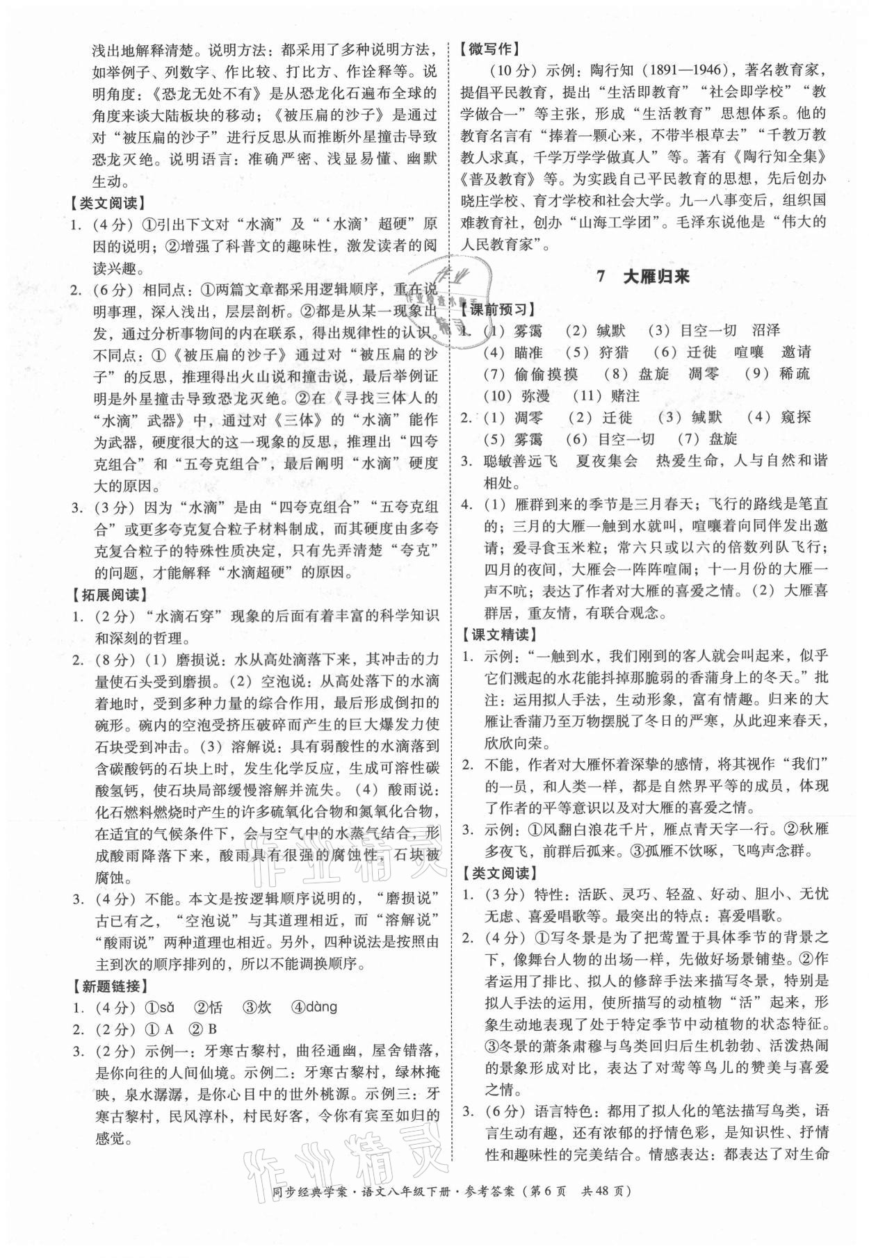 2021年同步經(jīng)典學(xué)案八年級(jí)語文下冊(cè)人教版 第6頁