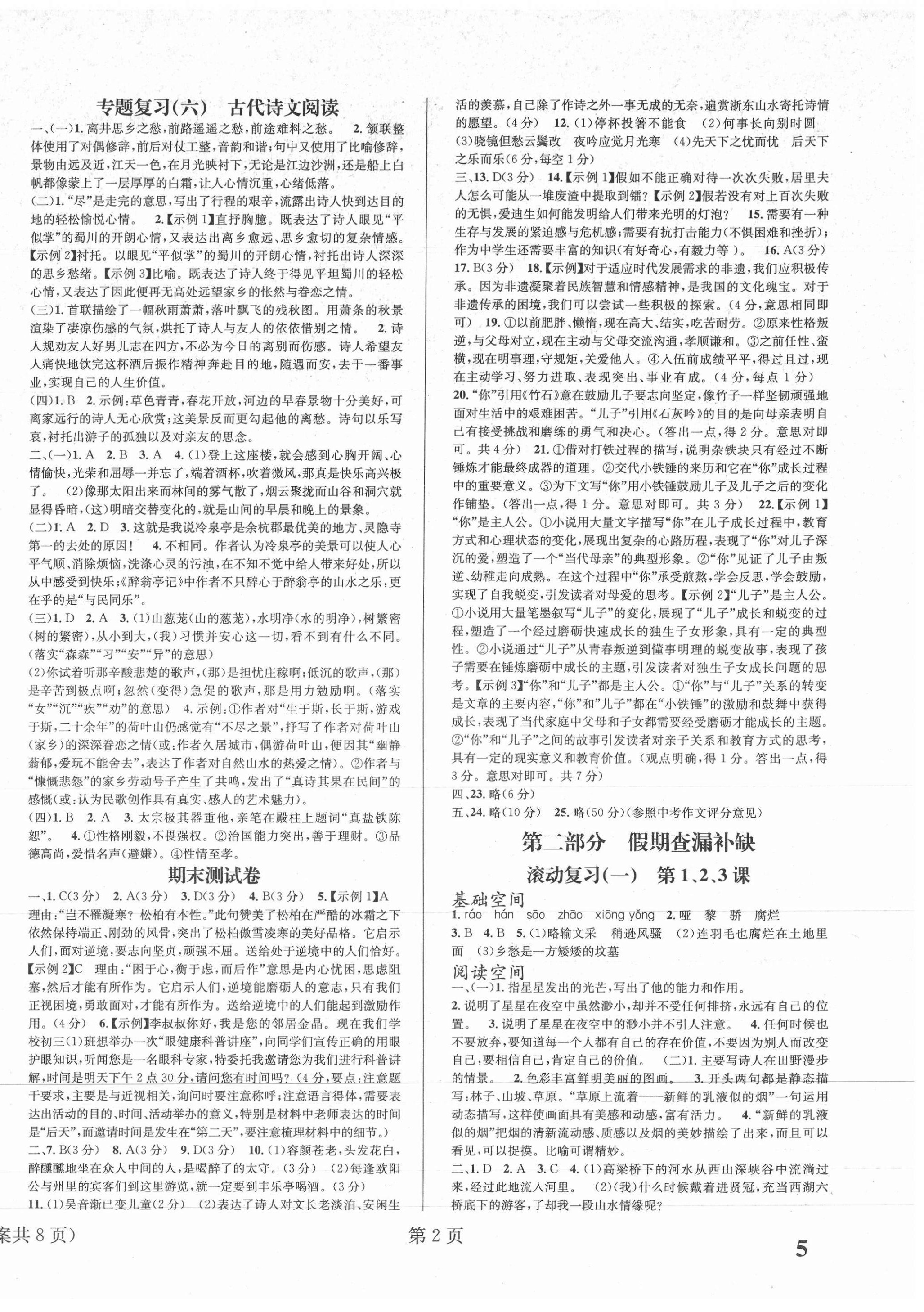 2021年寒假新动向九年级语文 第2页