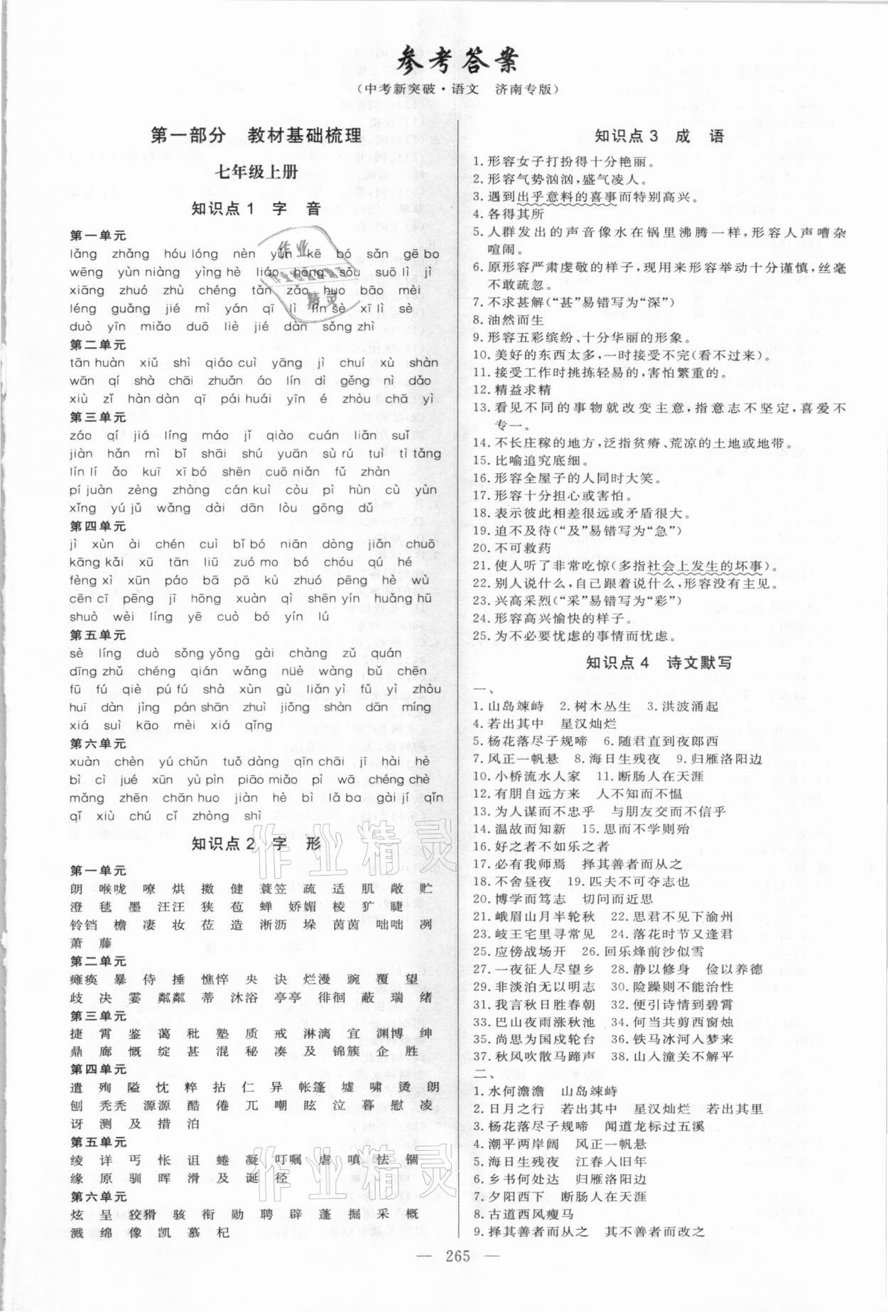 2021年中考新突破面對面語文濟南專版 第1頁