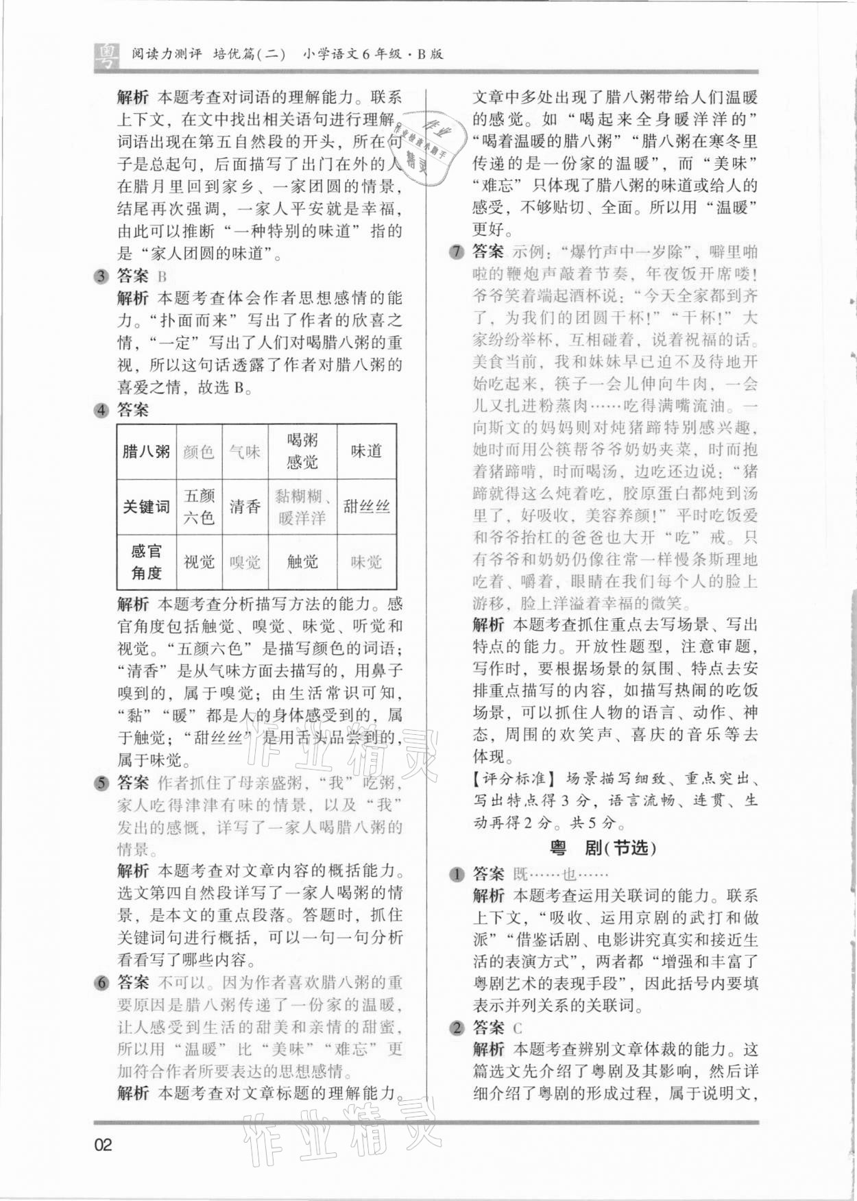 2021年木頭馬閱讀力測(cè)評(píng)小學(xué)語(yǔ)文六年級(jí)B版廣東專版 參考答案第2頁(yè)