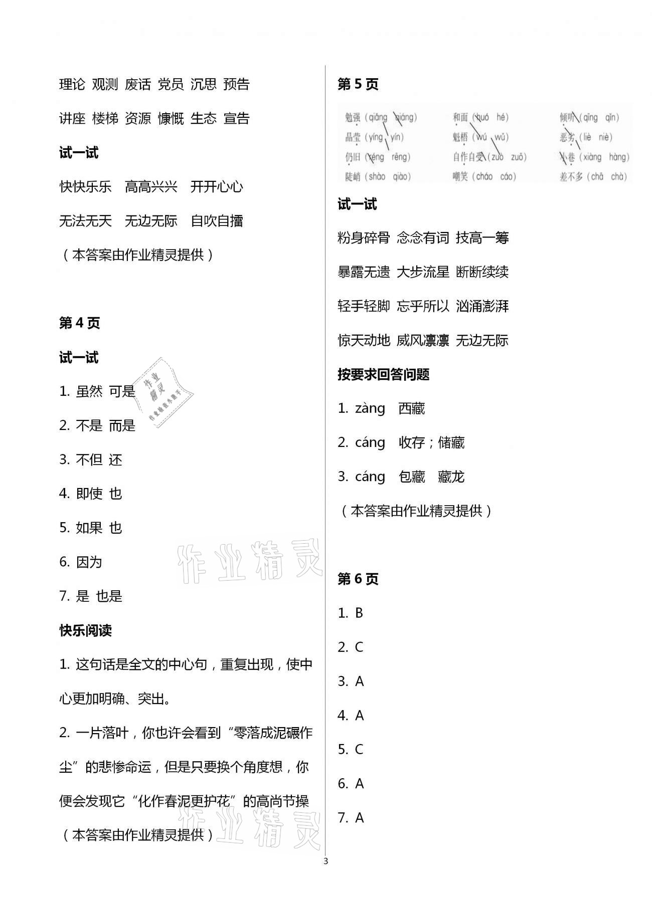 2021年云南省標(biāo)準(zhǔn)教輔寒假活動(dòng)六年級(jí)語(yǔ)文人教版 第3頁(yè)