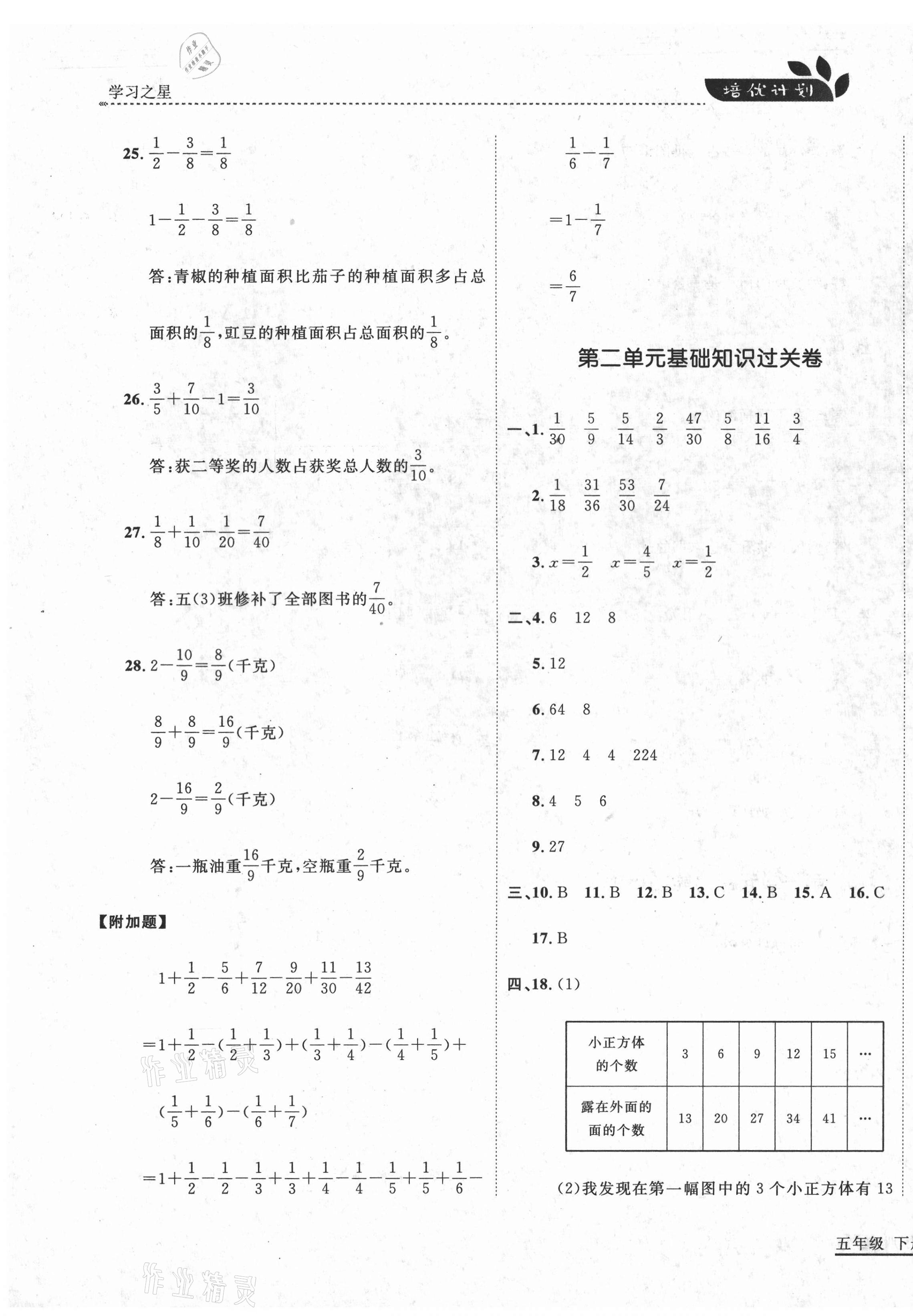 2021年培優(yōu)計(jì)劃五年級(jí)數(shù)學(xué)下冊(cè)北師大版延邊大學(xué)出版社 第3頁(yè)