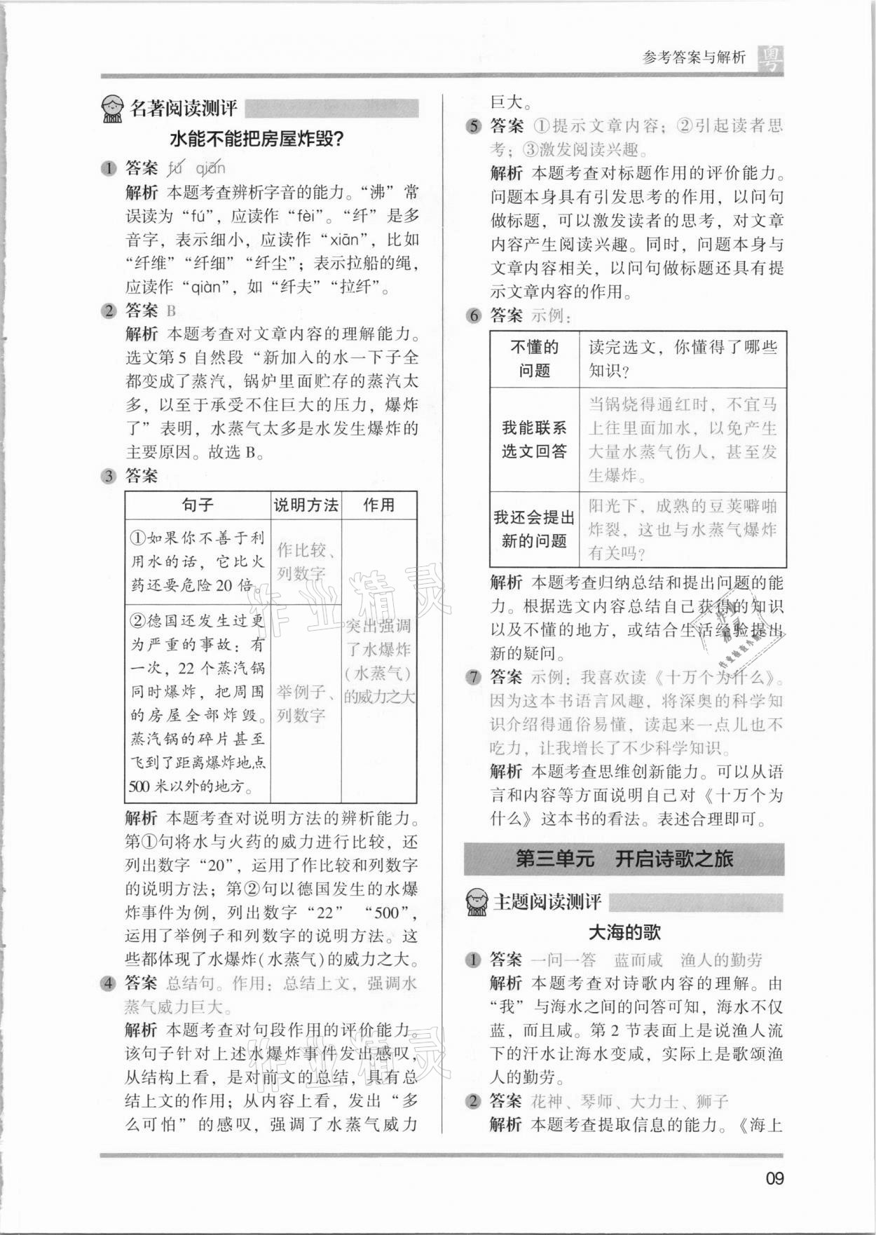 2021年木頭馬閱讀力測(cè)評(píng)小學(xué)語(yǔ)文四年級(jí)B版廣東專版 參考答案第9頁(yè)