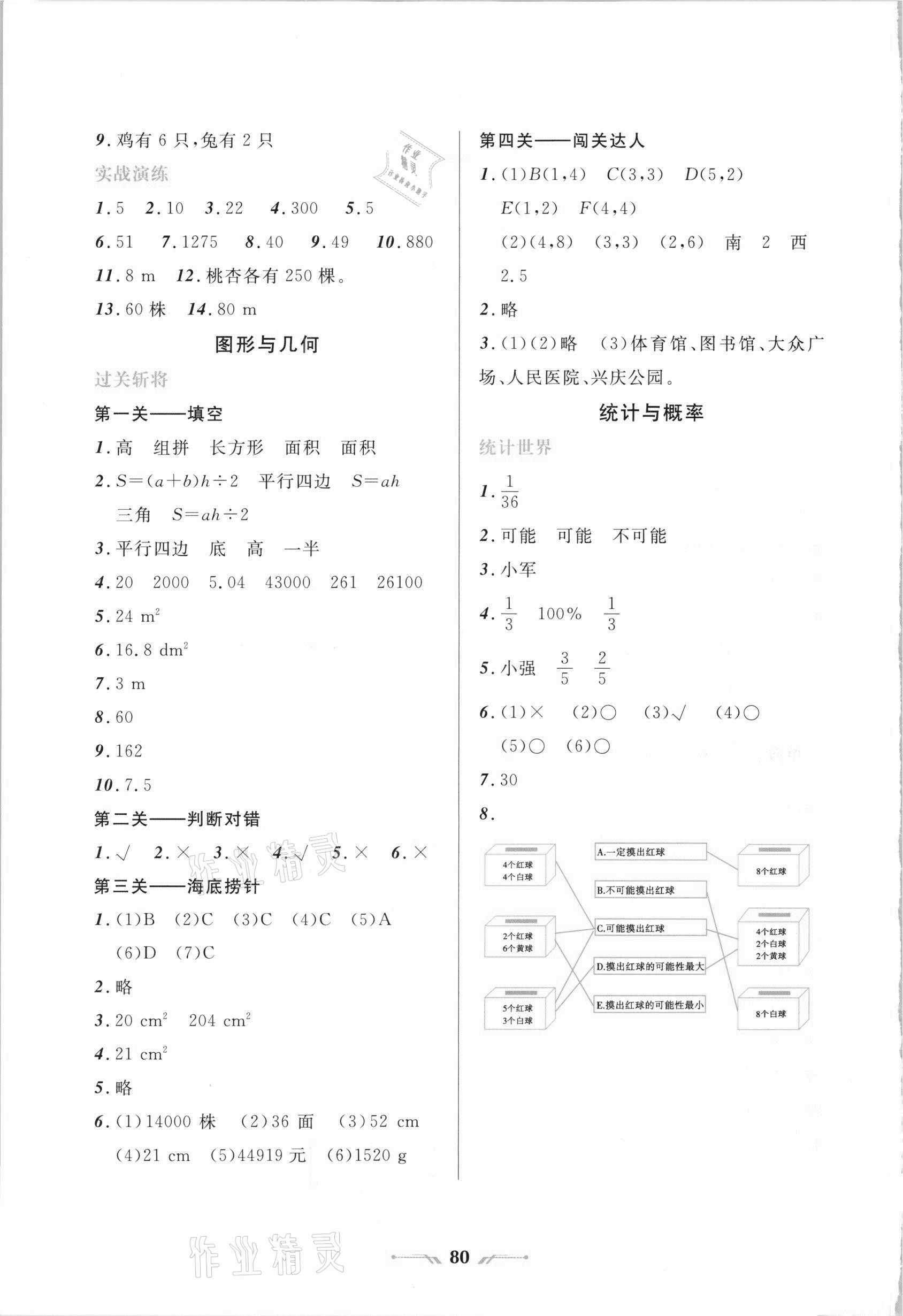 2021年寒假乐园五年级数学人教版辽宁师范大学出版社 参考答案第2页