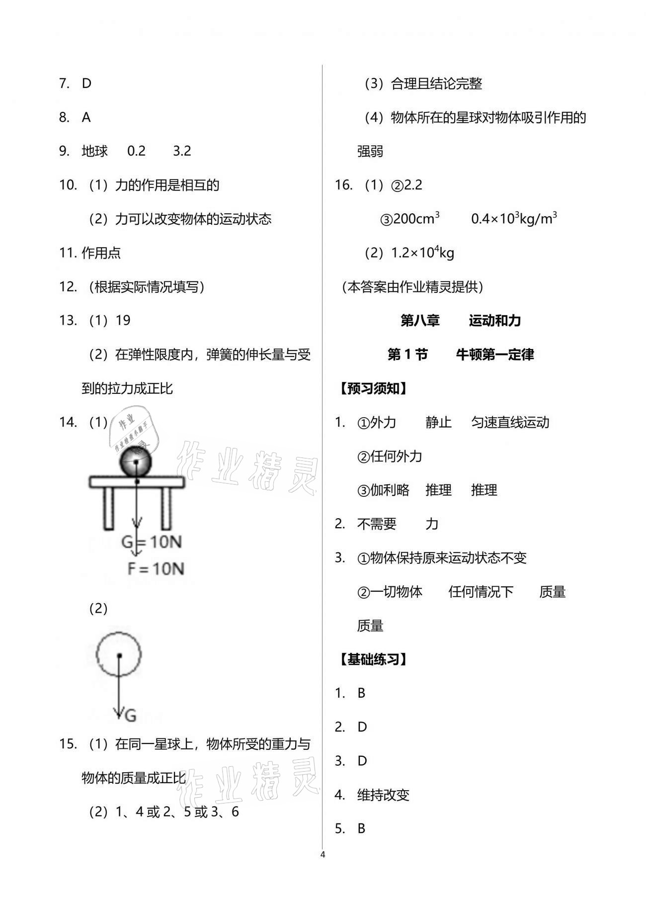 2021年同步實(shí)踐評(píng)價(jià)課程基礎(chǔ)訓(xùn)練八年級(jí)物理下冊(cè)人教版 參考答案第4頁(yè)