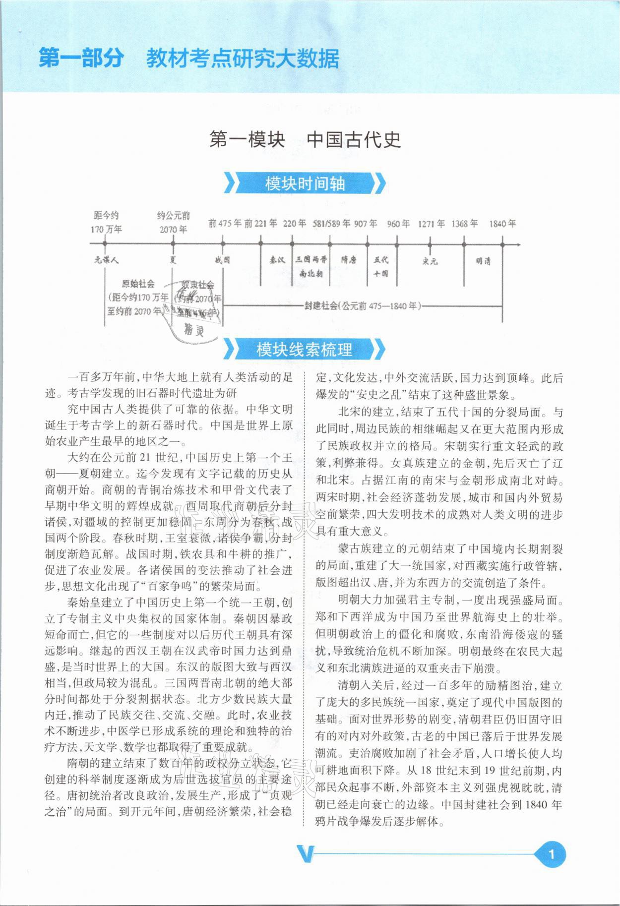 2021年大數據學業考評中考必備歷史山西專版 參考答案第1頁