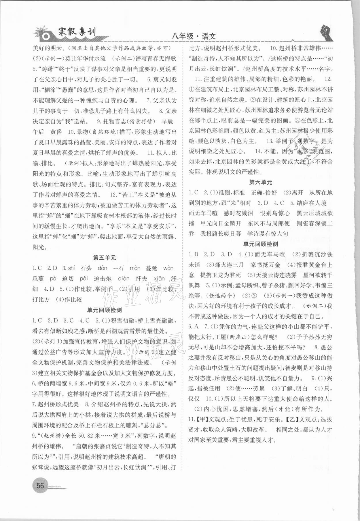 2021年寒假集訓(xùn)八年級語文人教版合肥工業(yè)大學(xué)出版社 第2頁