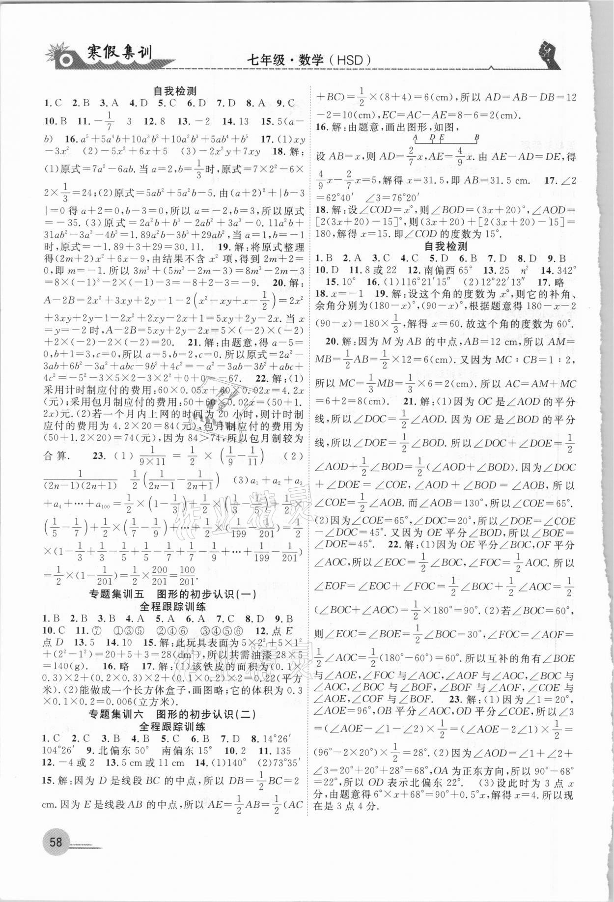 2021年寒假集训七年级数学华师大版合肥工业大学出版社 第2页