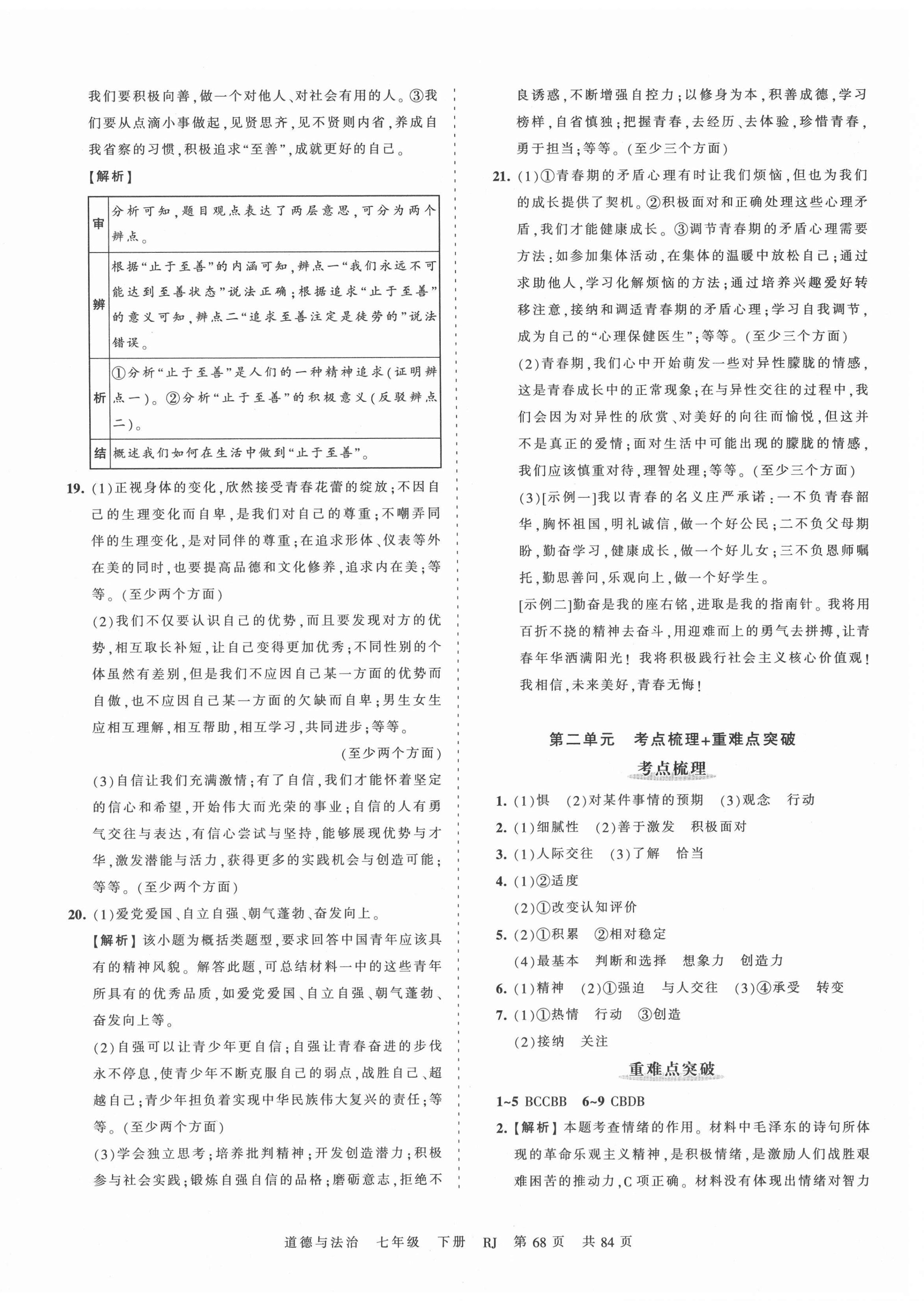 2021年王朝霞考點(diǎn)梳理時習(xí)卷七年級道德與法治下冊人教版 第4頁